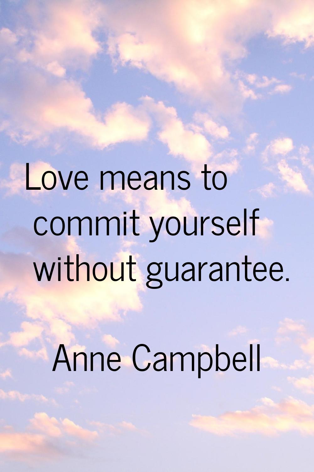 Love means to commit yourself without guarantee.