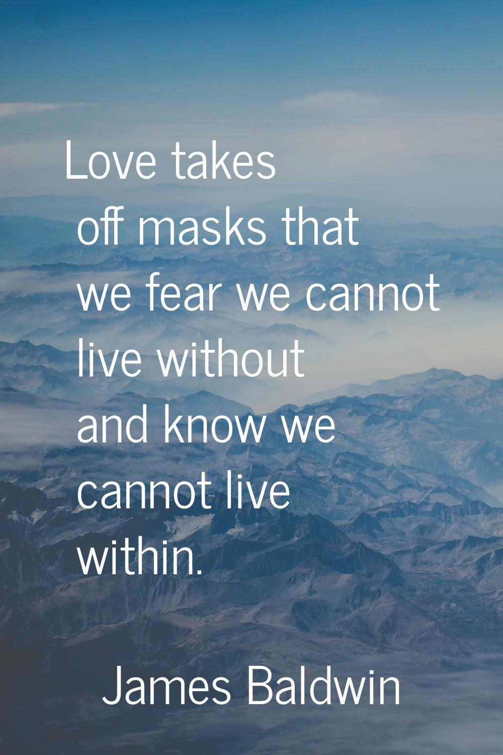 Love takes off masks that we fear we cannot live without and know we cannot live within.