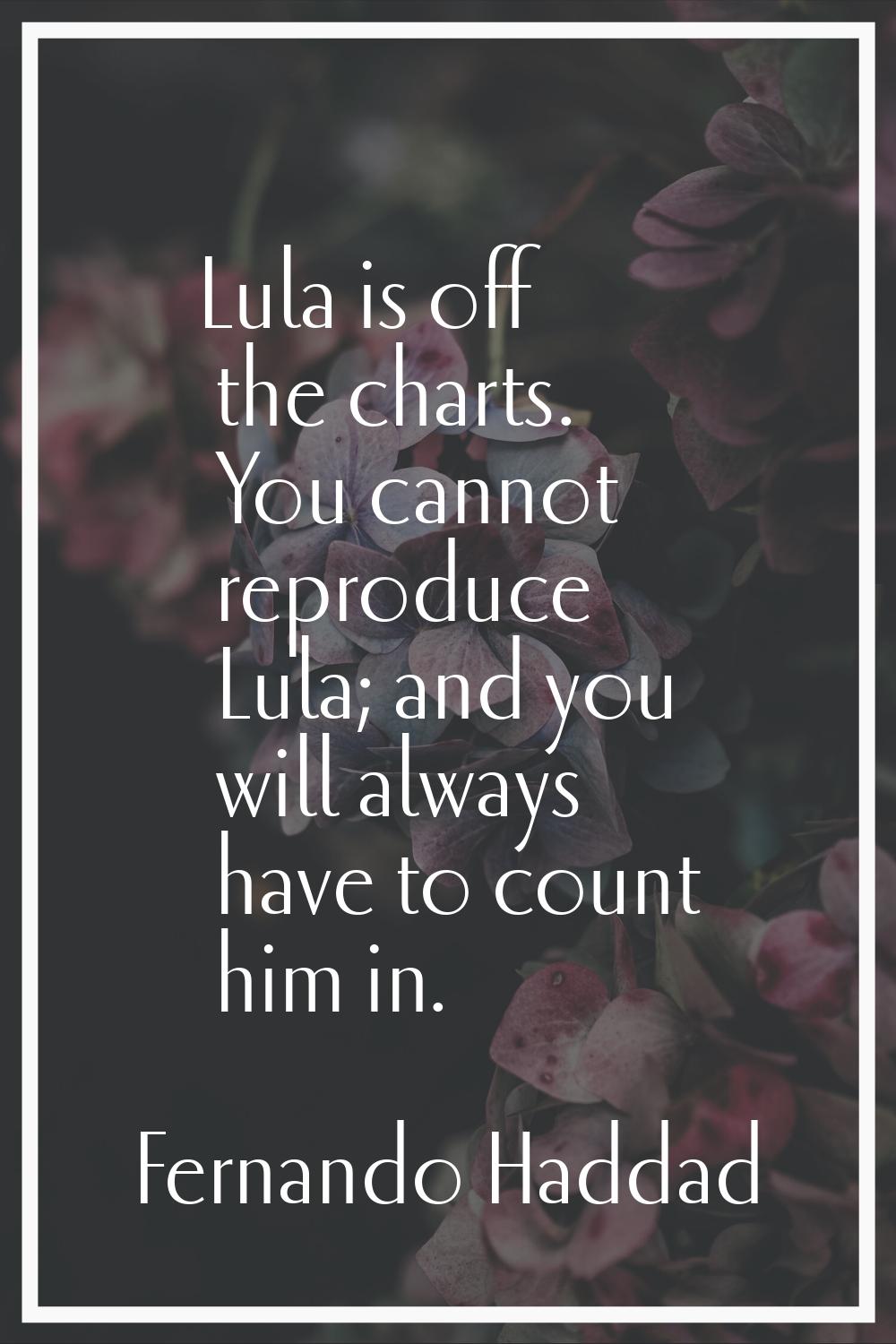 Lula is off the charts. You cannot reproduce Lula; and you will always have to count him in.