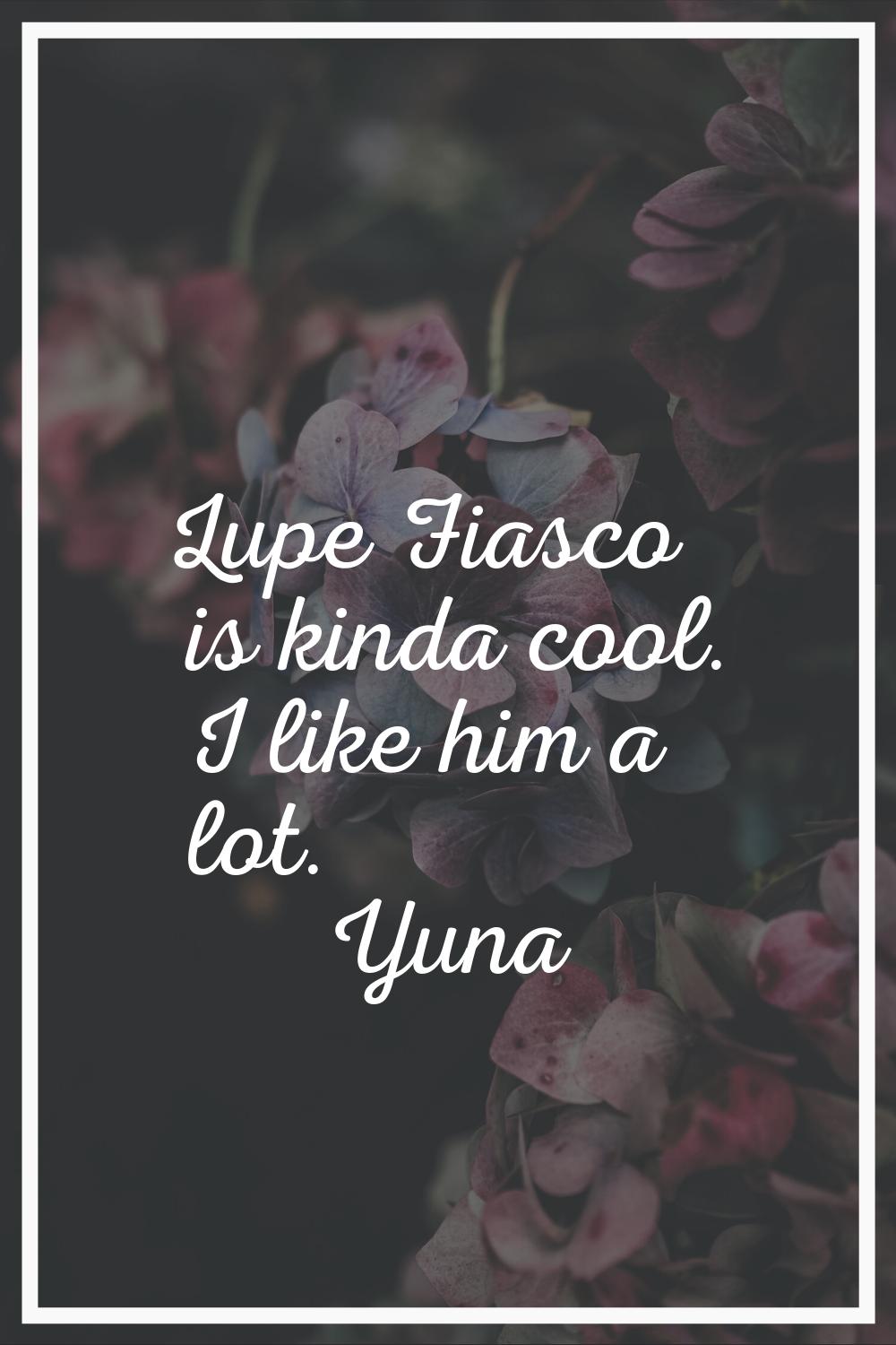 Lupe Fiasco is kinda cool. I like him a lot.