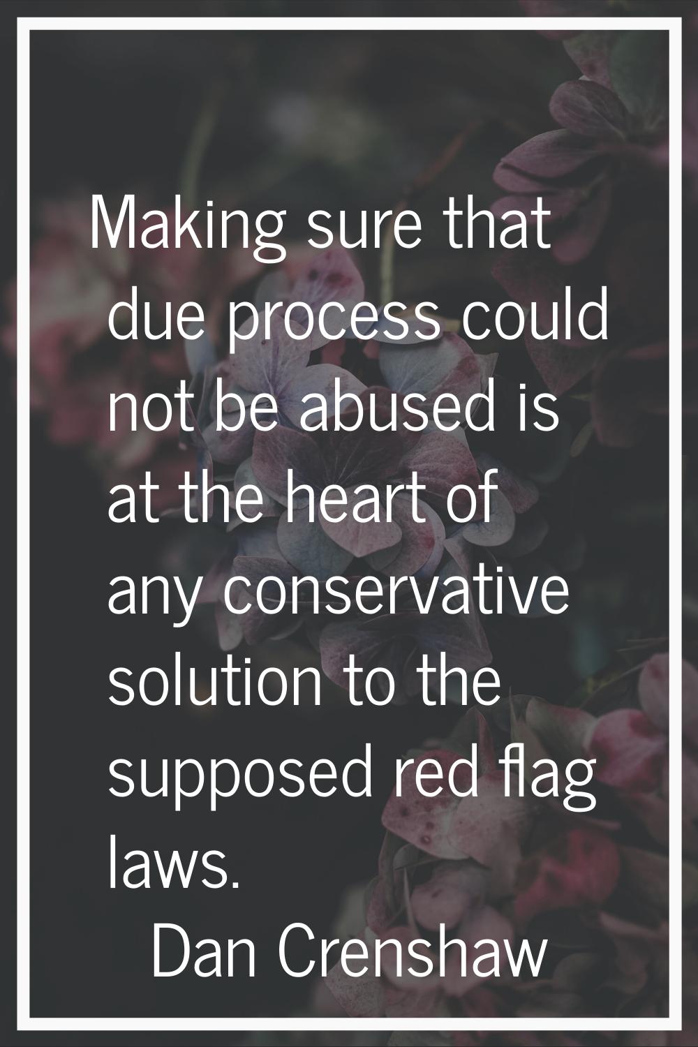 Making sure that due process could not be abused is at the heart of any conservative solution to th
