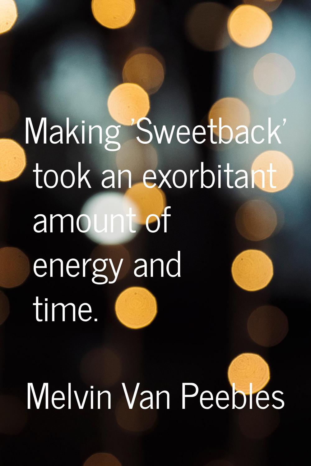 Making 'Sweetback' took an exorbitant amount of energy and time.