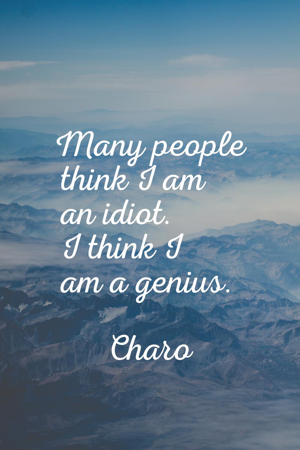 Many people think I am an idiot. I think I am a genius.