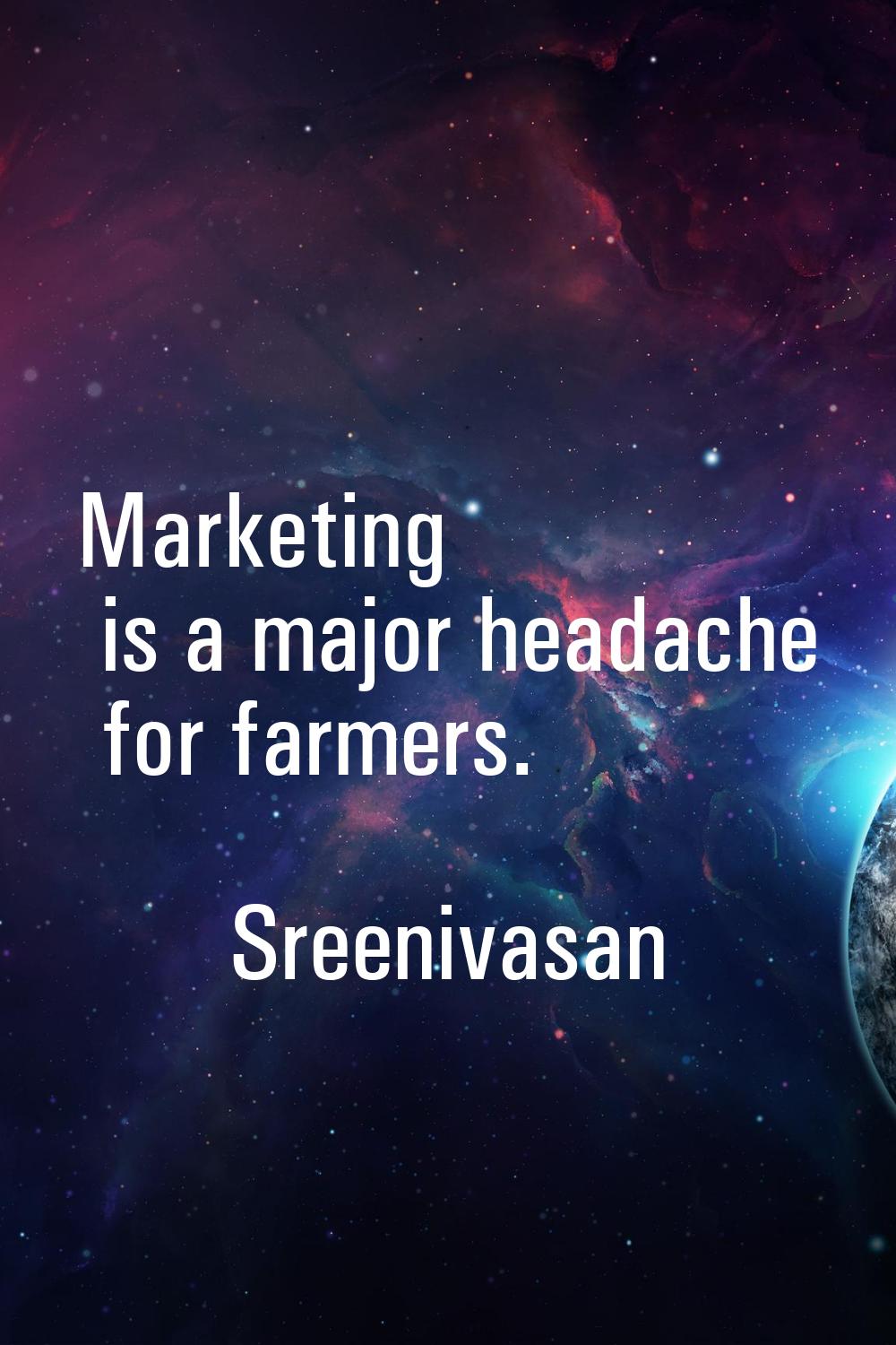 Marketing is a major headache for farmers.
