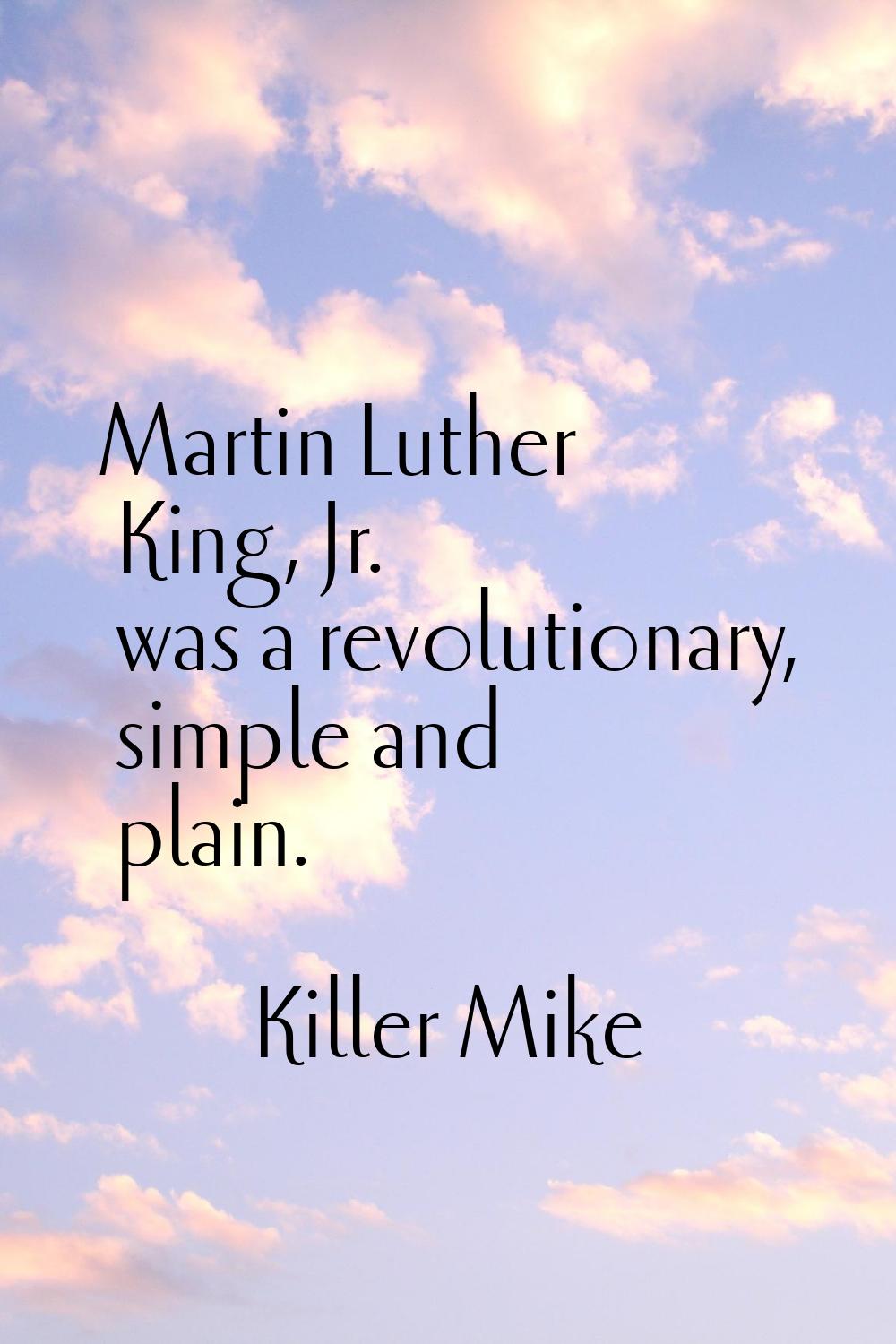 Martin Luther King, Jr. was a revolutionary, simple and plain.