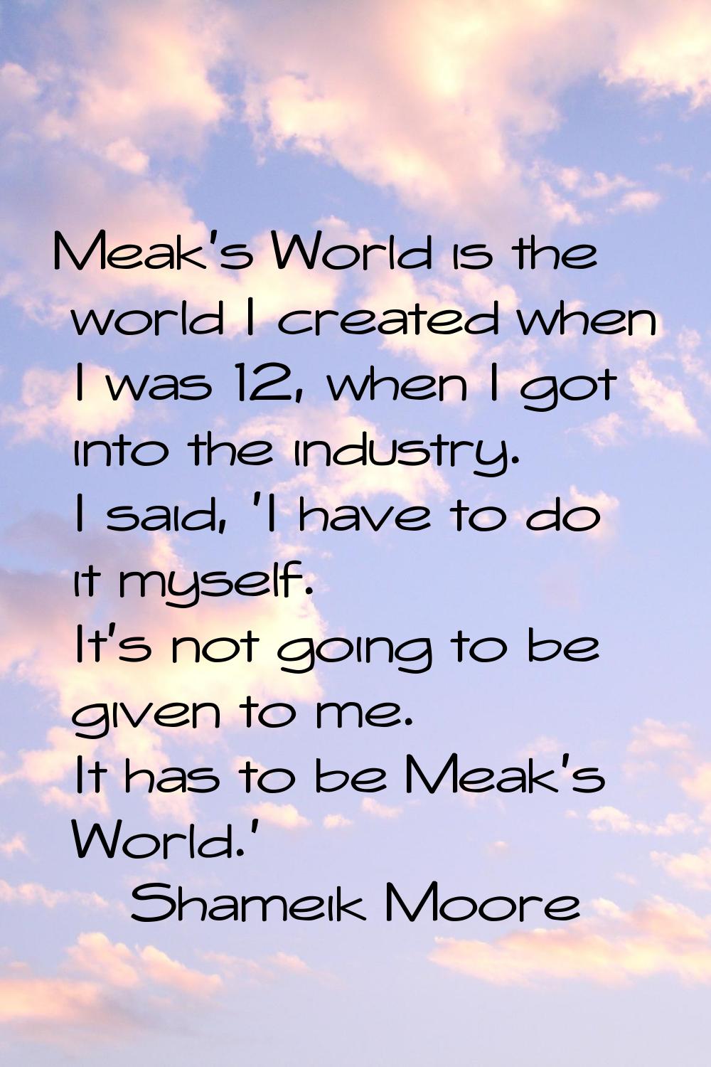 Meak's World is the world I created when I was 12, when I got into the industry. I said, 'I have to