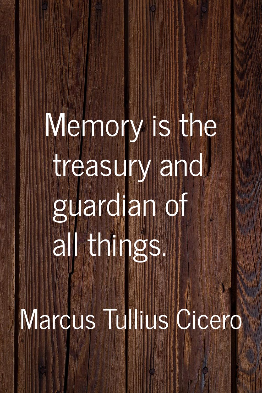 Memory is the treasury and guardian of all things.