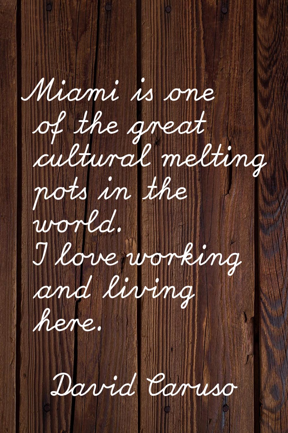 Miami is one of the great cultural melting pots in the world. I love working and living here.