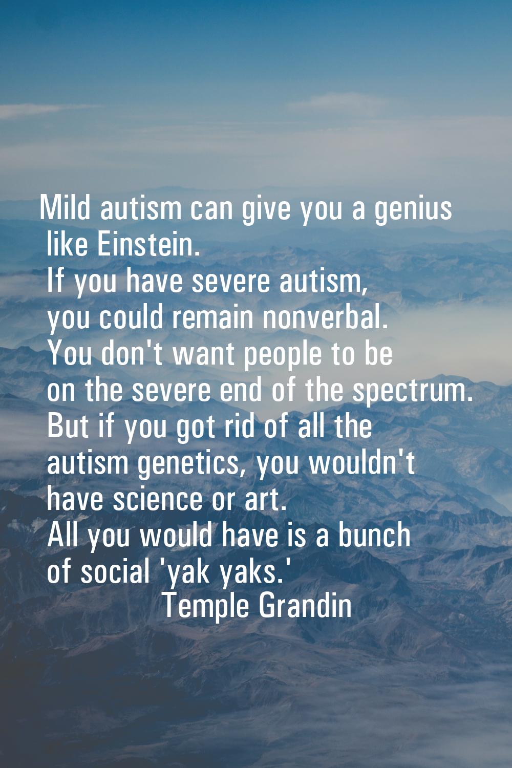 Mild autism can give you a genius like Einstein. If you have severe autism, you could remain nonver