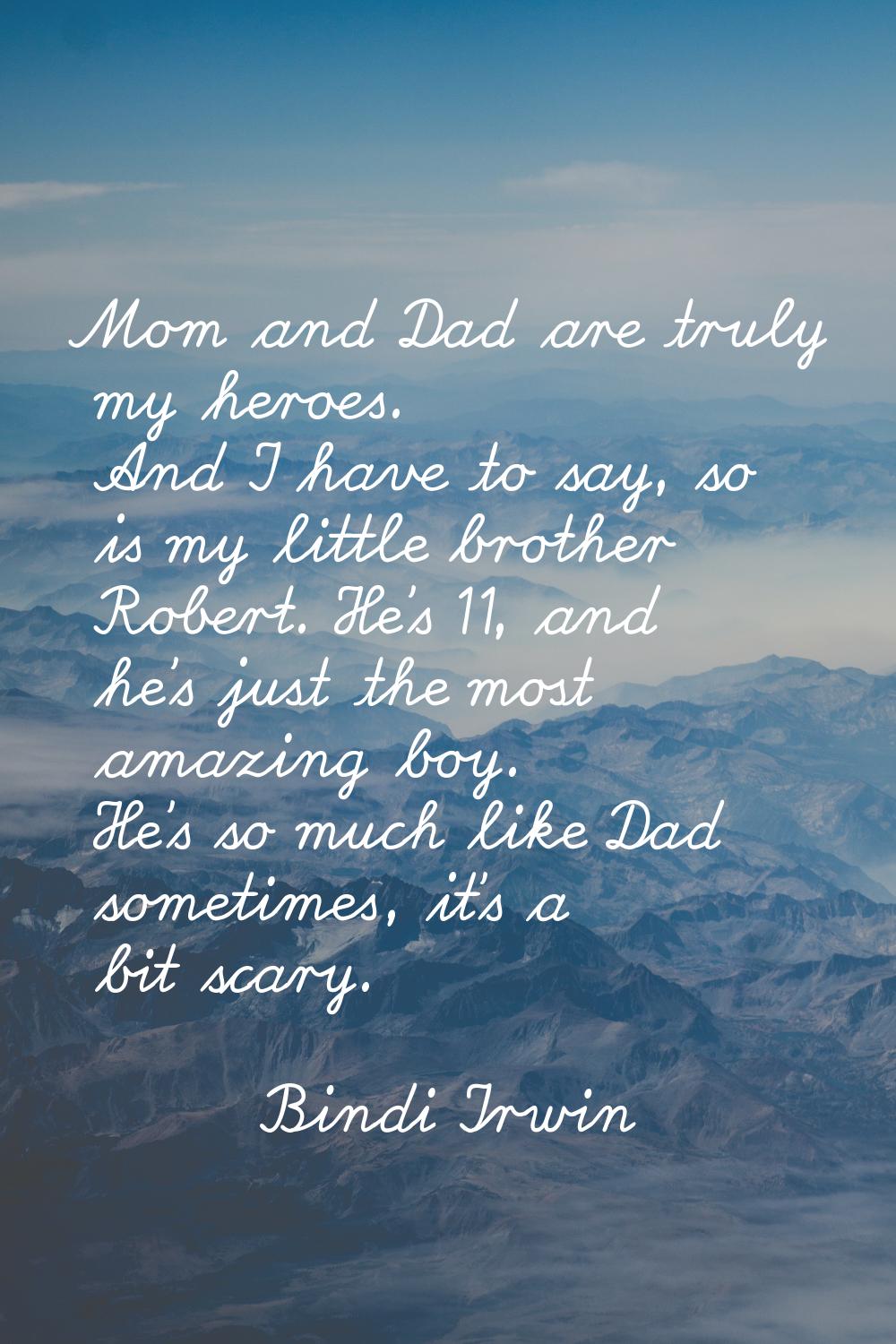 Mom and Dad are truly my heroes. And I have to say, so is my little brother Robert. He's 11, and he