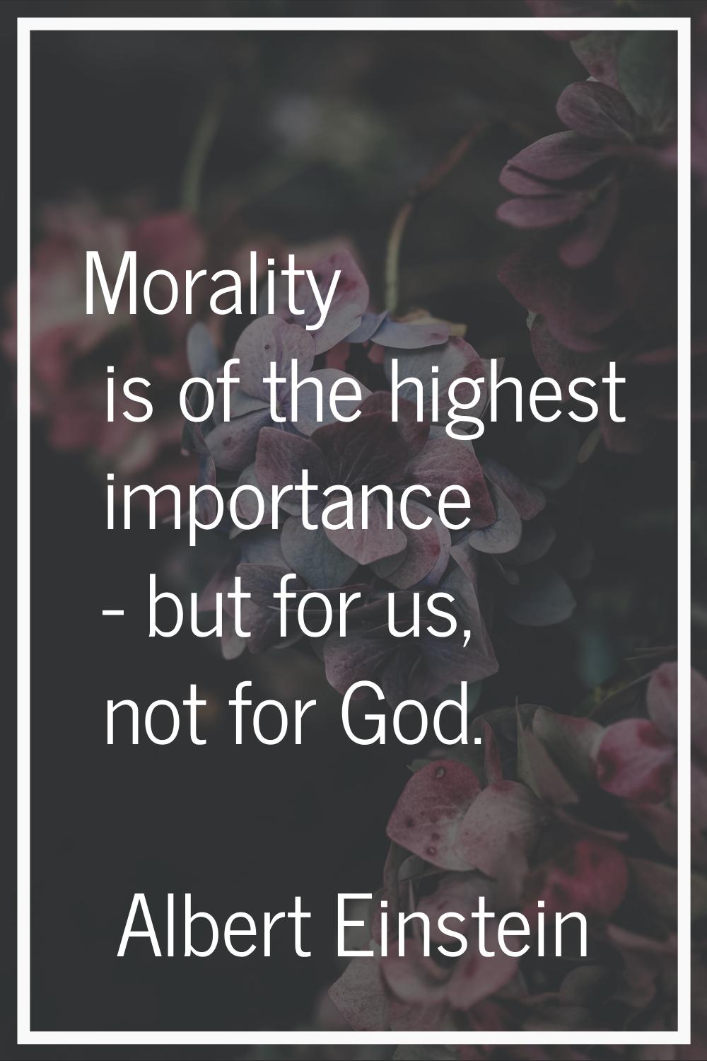 Morality is of the highest importance - but for us, not for God.
