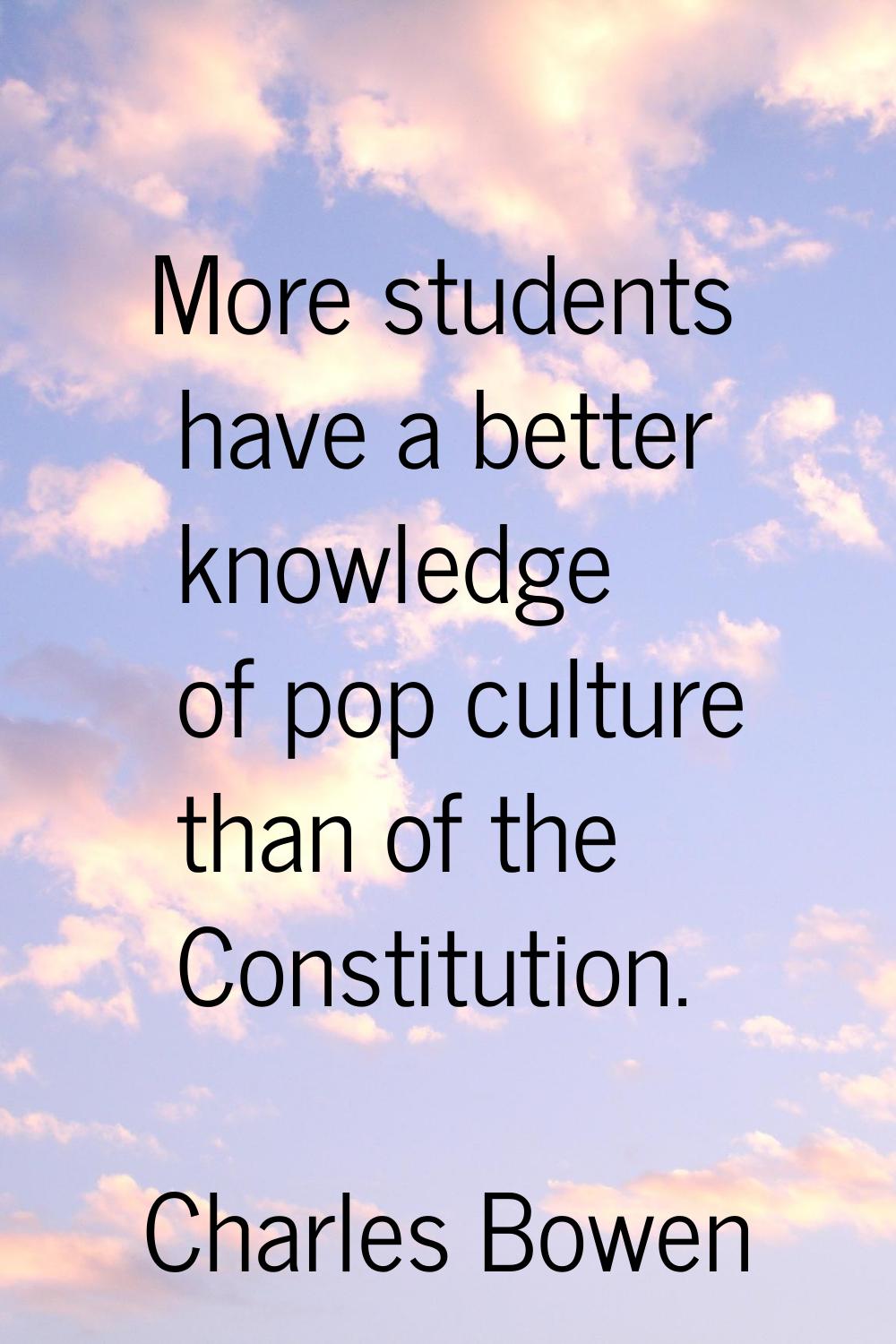 More students have a better knowledge of pop culture than of the Constitution.