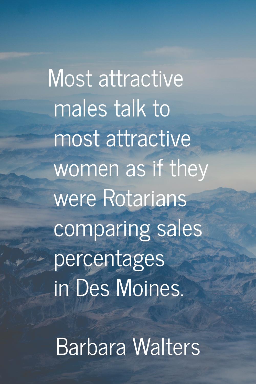 Most attractive males talk to most attractive women as if they were Rotarians comparing sales perce