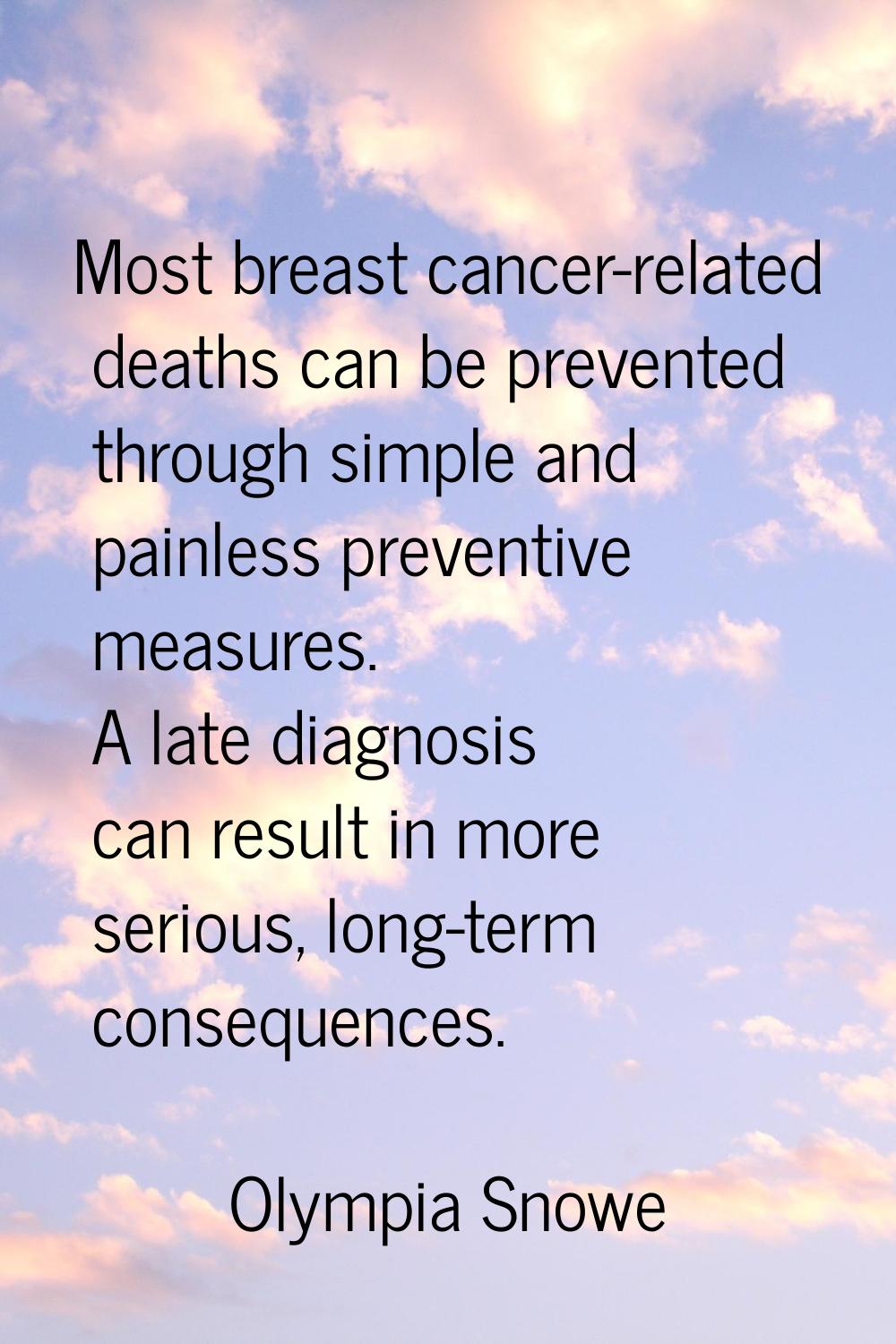 Most breast cancer-related deaths can be prevented through simple and painless preventive measures.