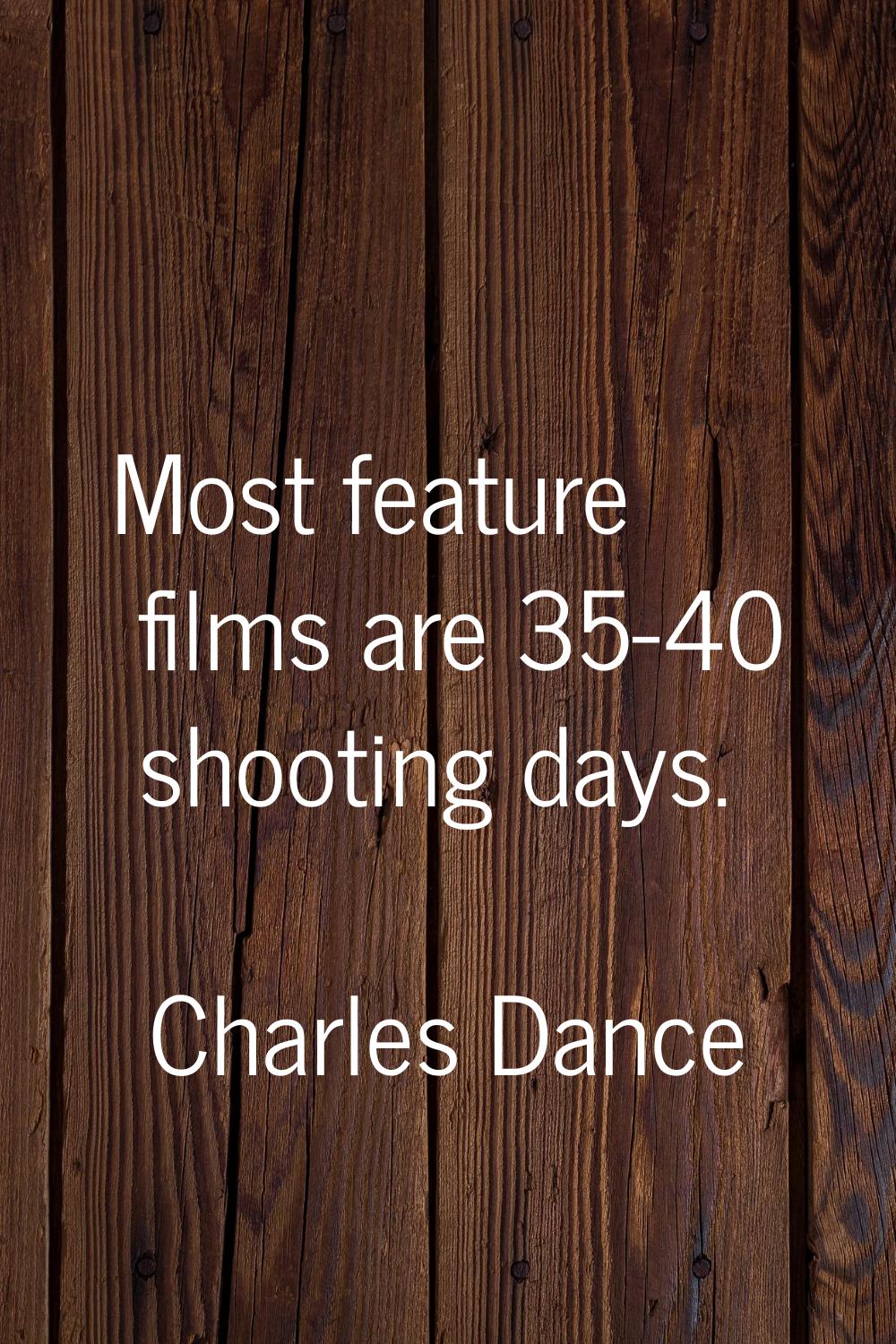 Most feature films are 35-40 shooting days.