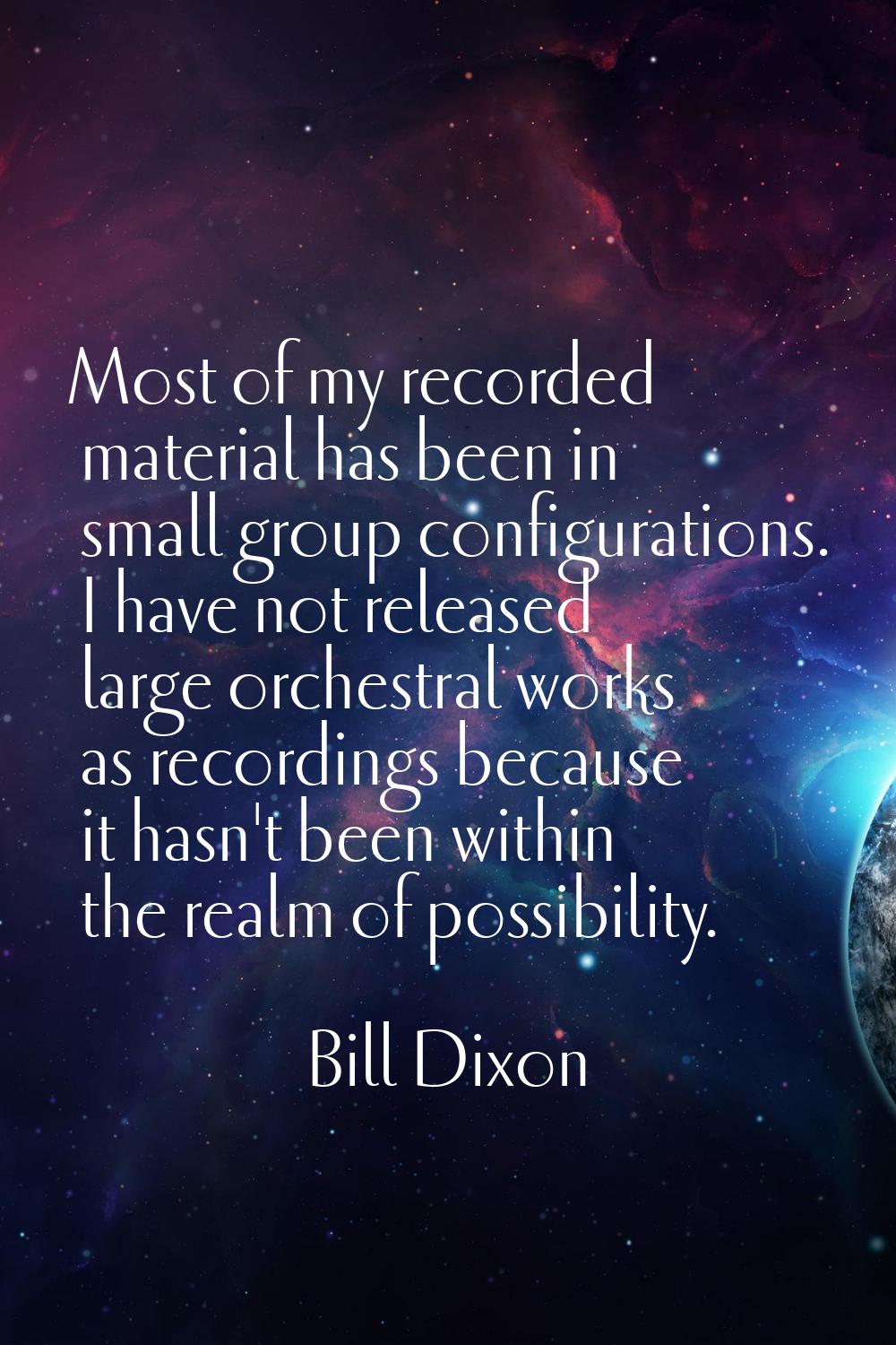 Most of my recorded material has been in small group configurations. I have not released large orch
