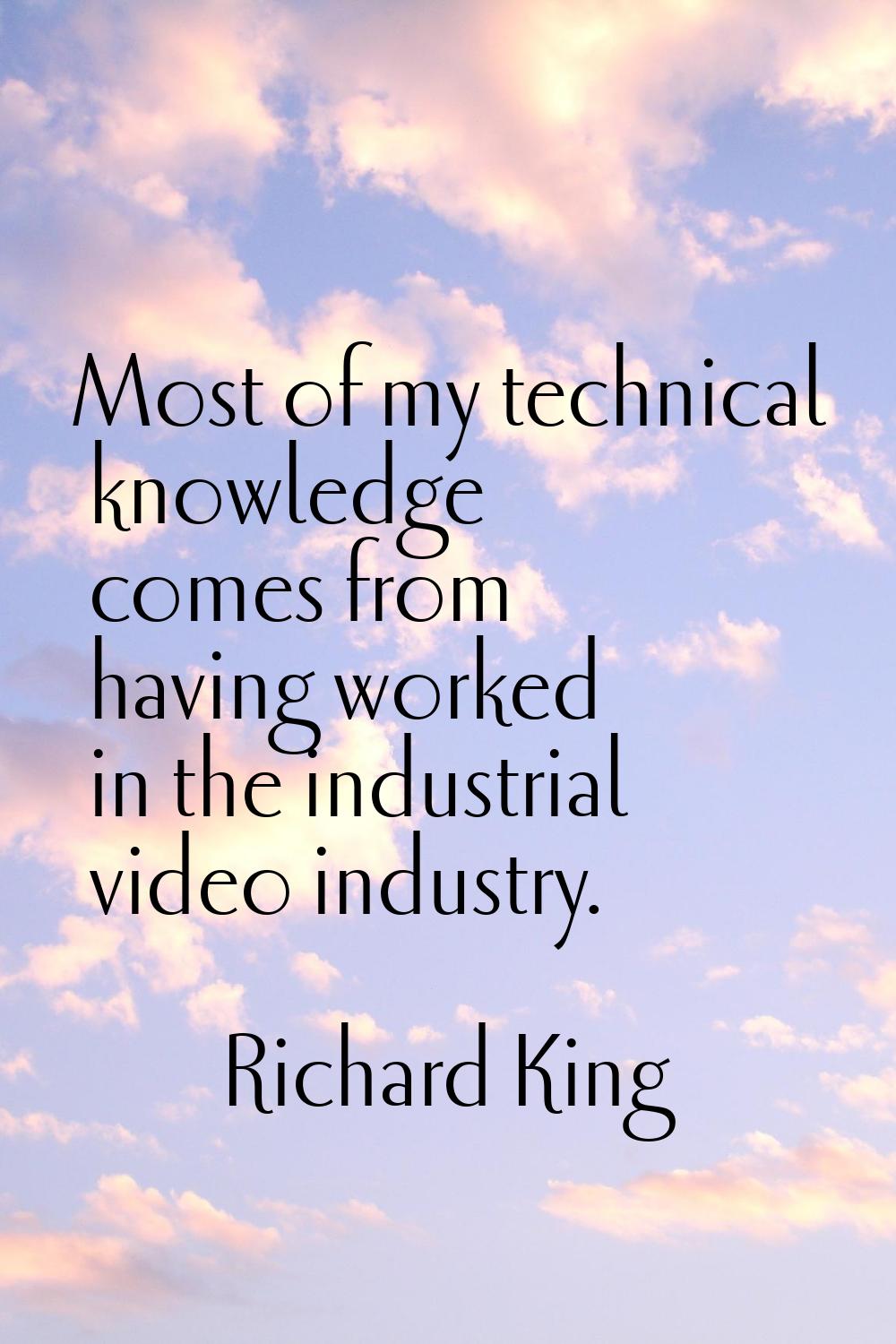 Most of my technical knowledge comes from having worked in the industrial video industry.