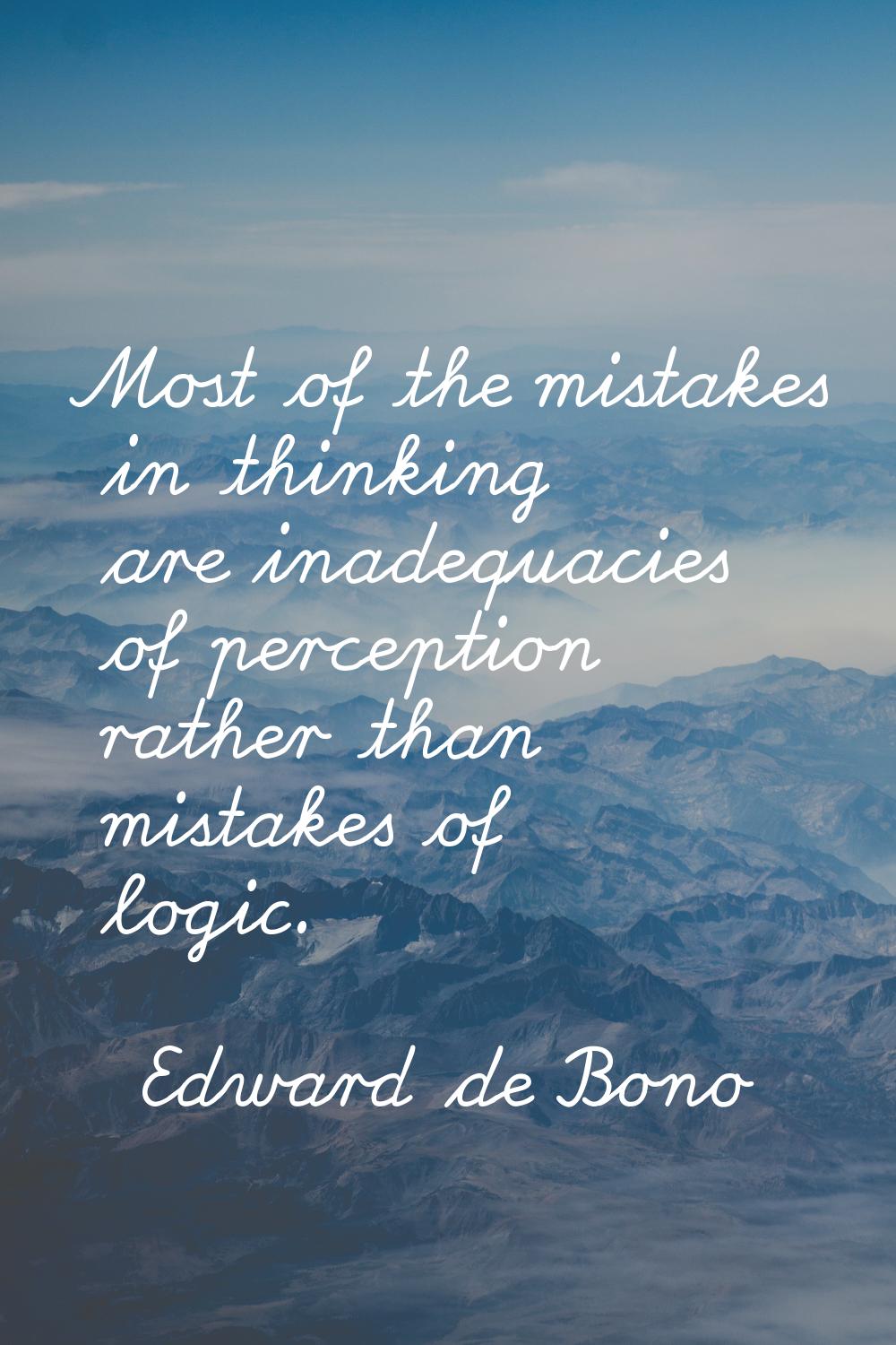 Most of the mistakes in thinking are inadequacies of perception rather than mistakes of logic.
