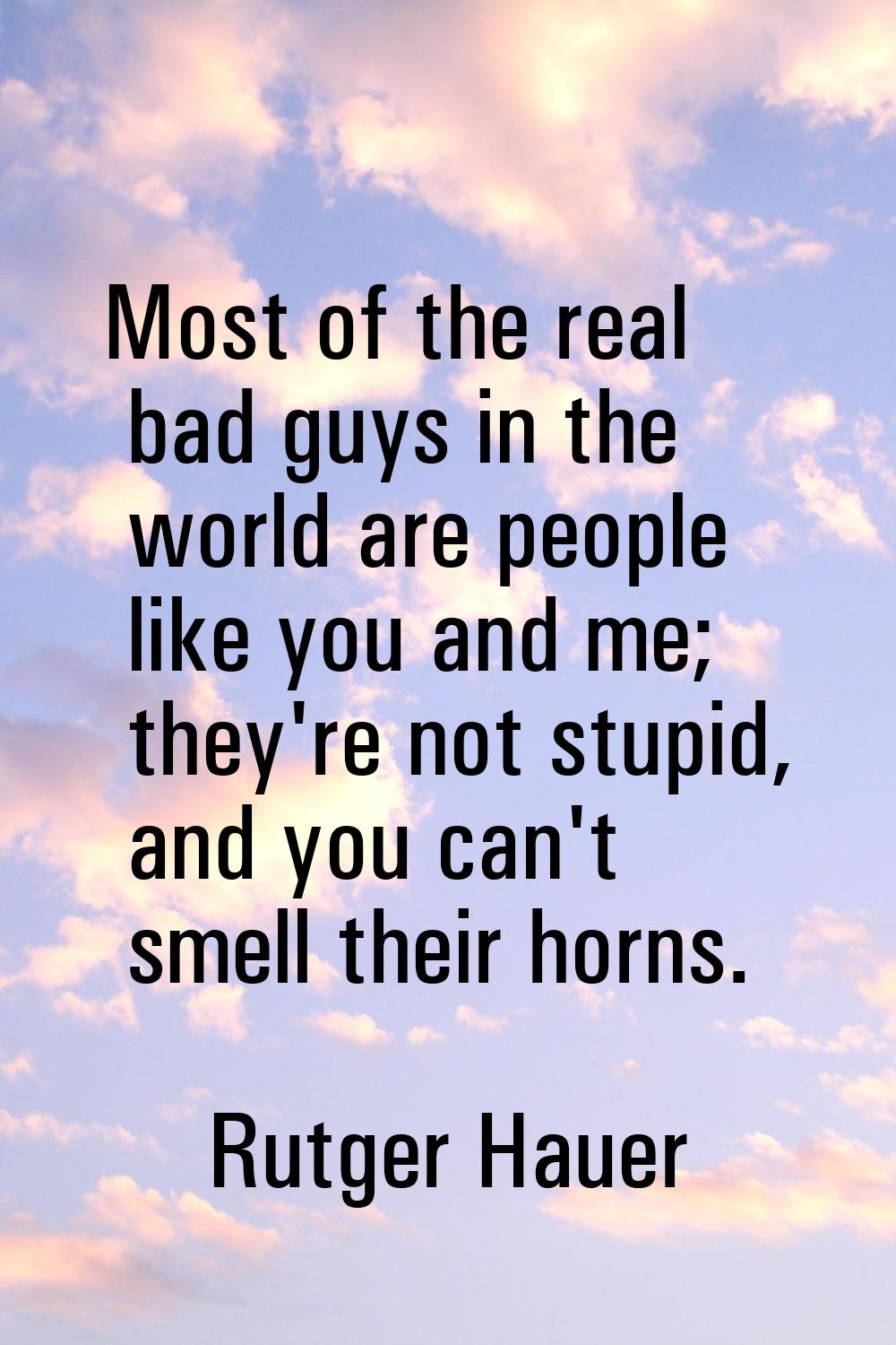 Most of the real bad guys in the world are people like you and me; they're not stupid, and you can'