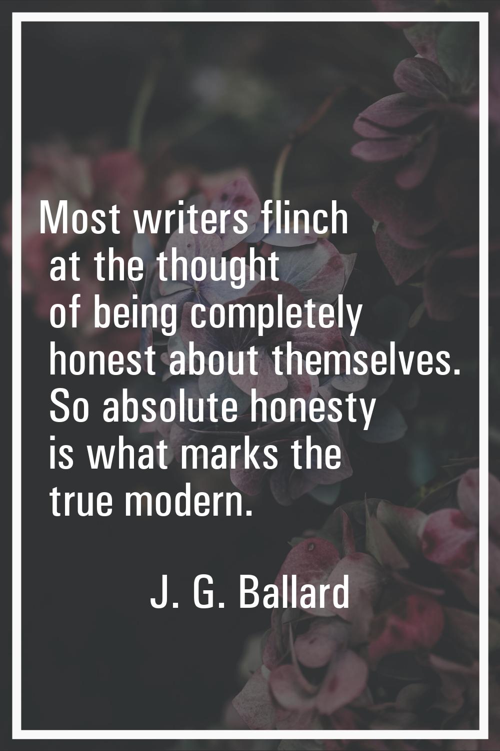 Most writers flinch at the thought of being completely honest about themselves. So absolute honesty