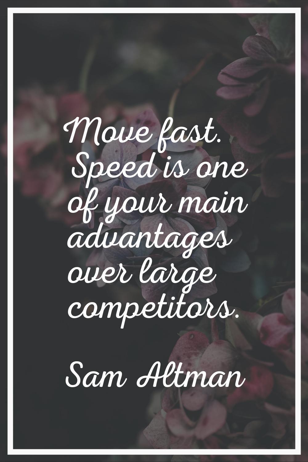 Move fast. Speed is one of your main advantages over large competitors.
