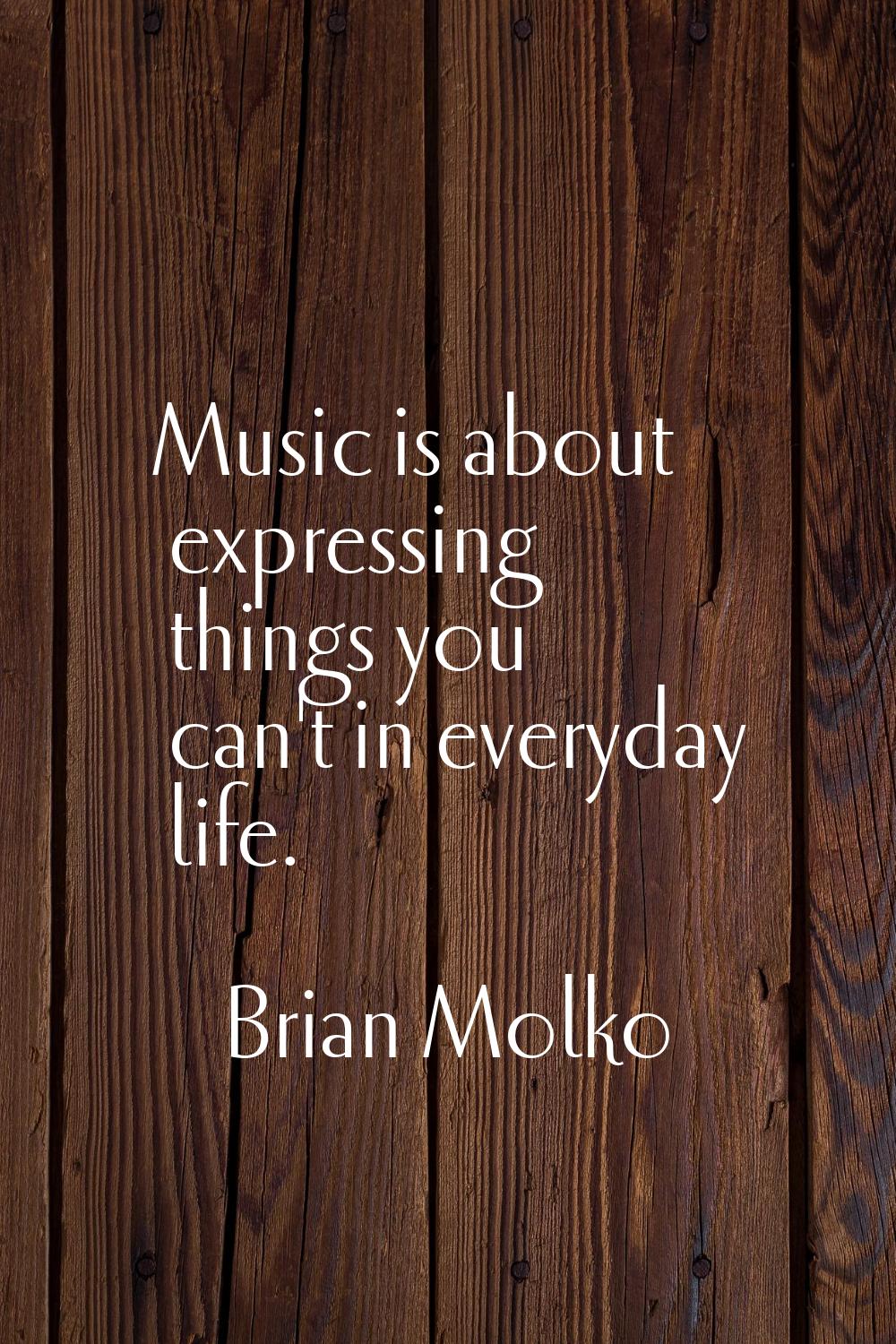 Music is about expressing things you can't in everyday life.