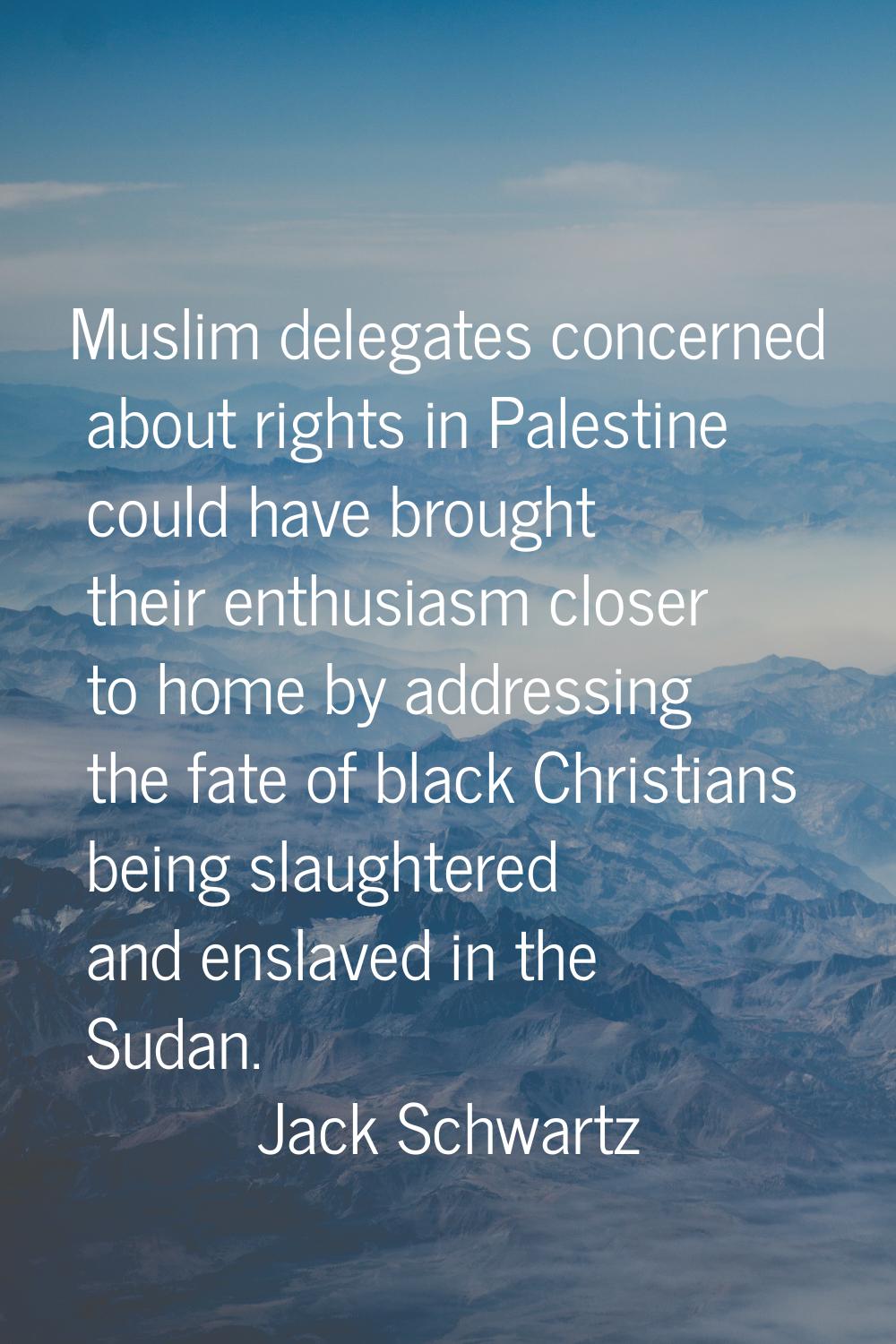 Muslim delegates concerned about rights in Palestine could have brought their enthusiasm closer to 