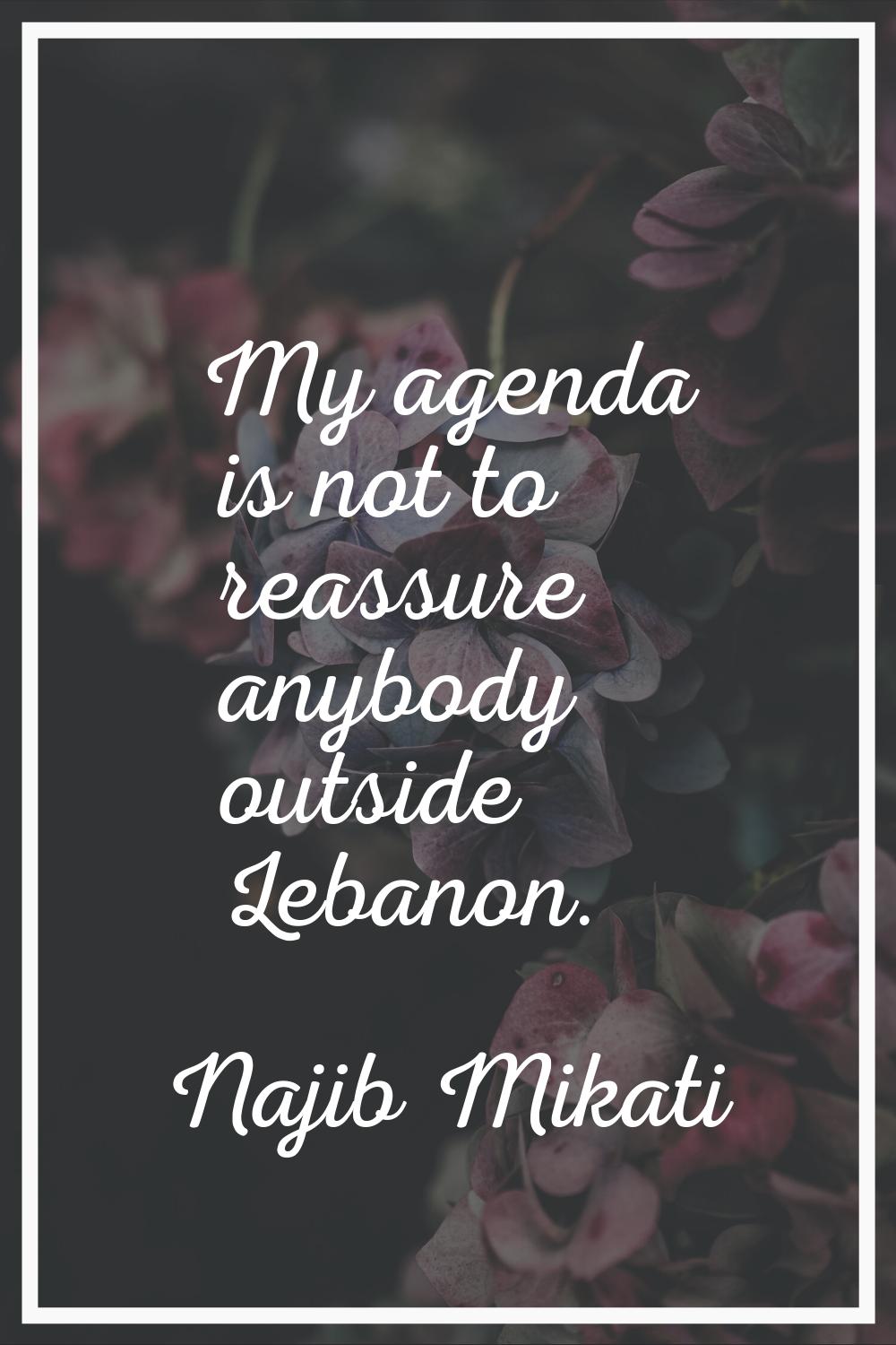 My agenda is not to reassure anybody outside Lebanon.
