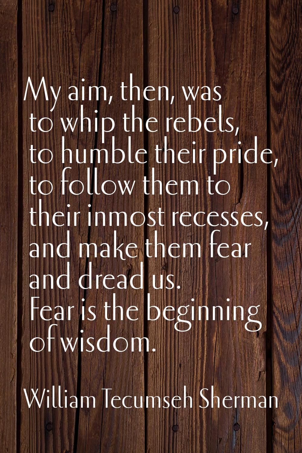 My aim, then, was to whip the rebels, to humble their pride, to follow them to their inmost recesse