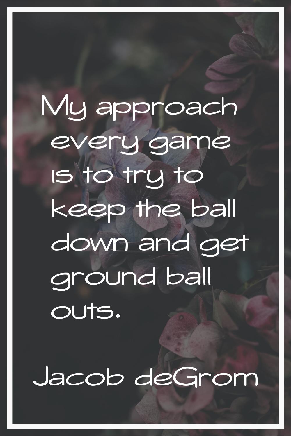 My approach every game is to try to keep the ball down and get ground ball outs.