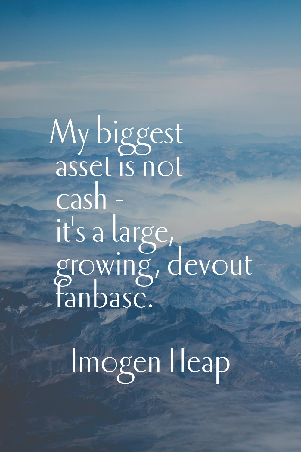 My biggest asset is not cash - it's a large, growing, devout fanbase.