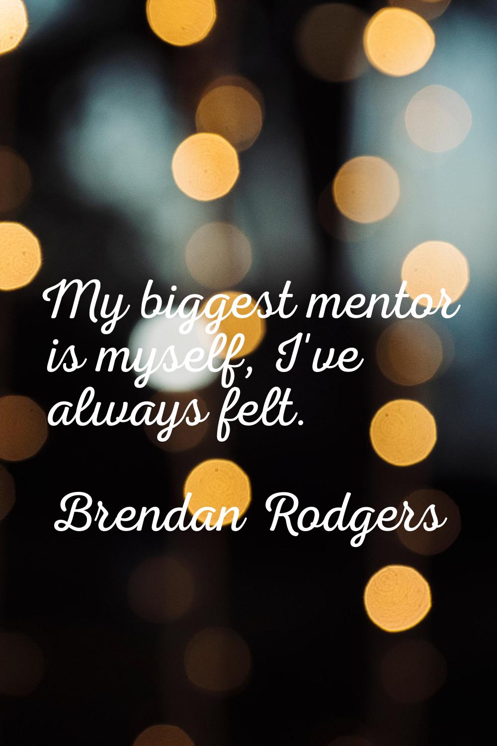 My biggest mentor is myself, I've always felt.