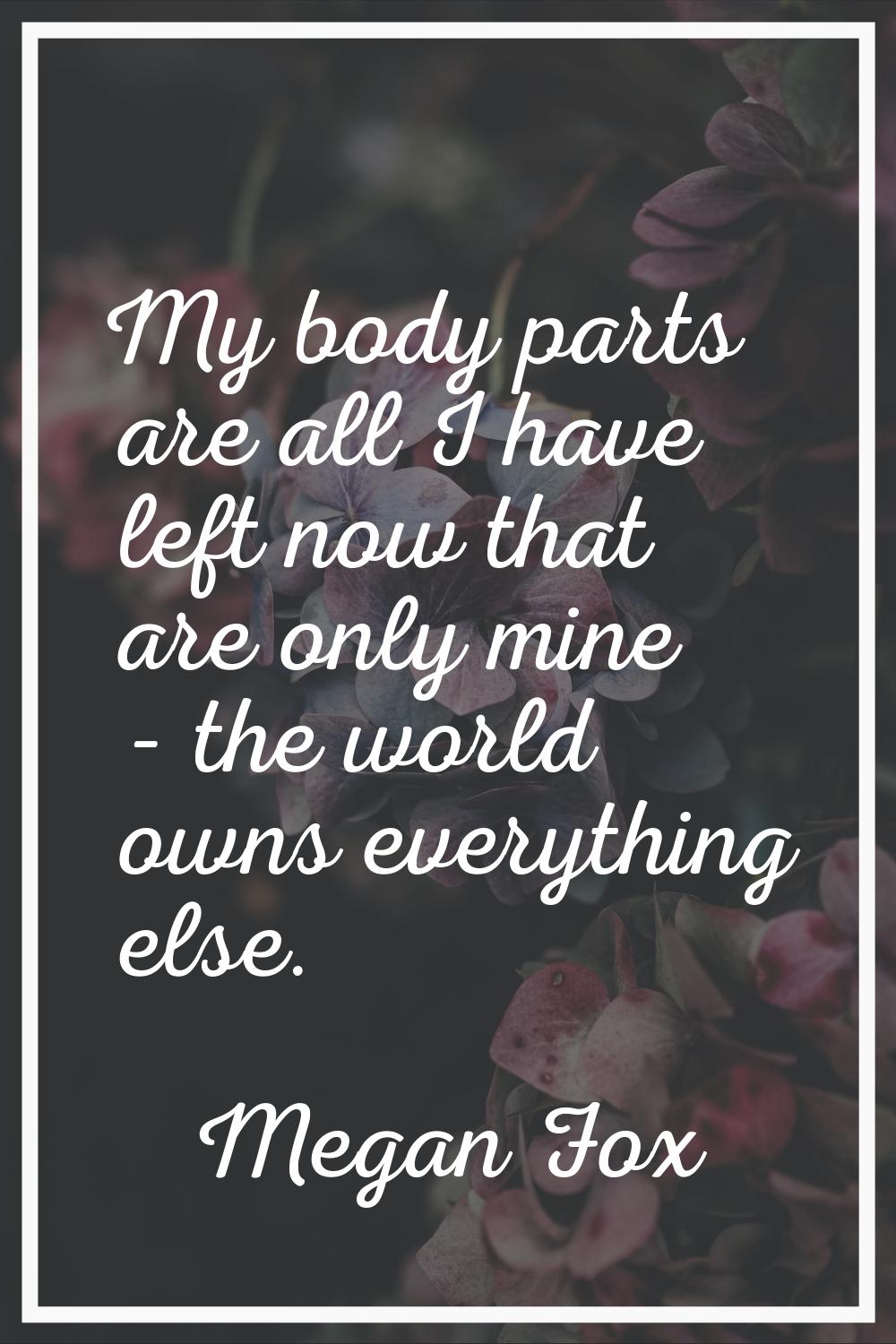 My body parts are all I have left now that are only mine - the world owns everything else.