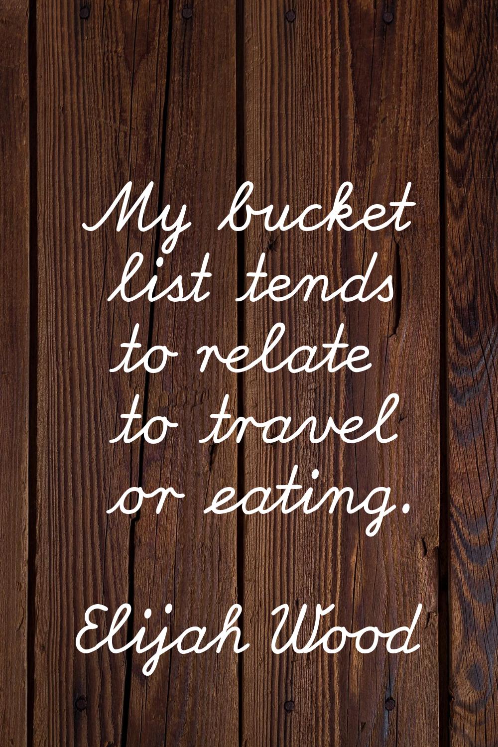 My bucket list tends to relate to travel or eating.