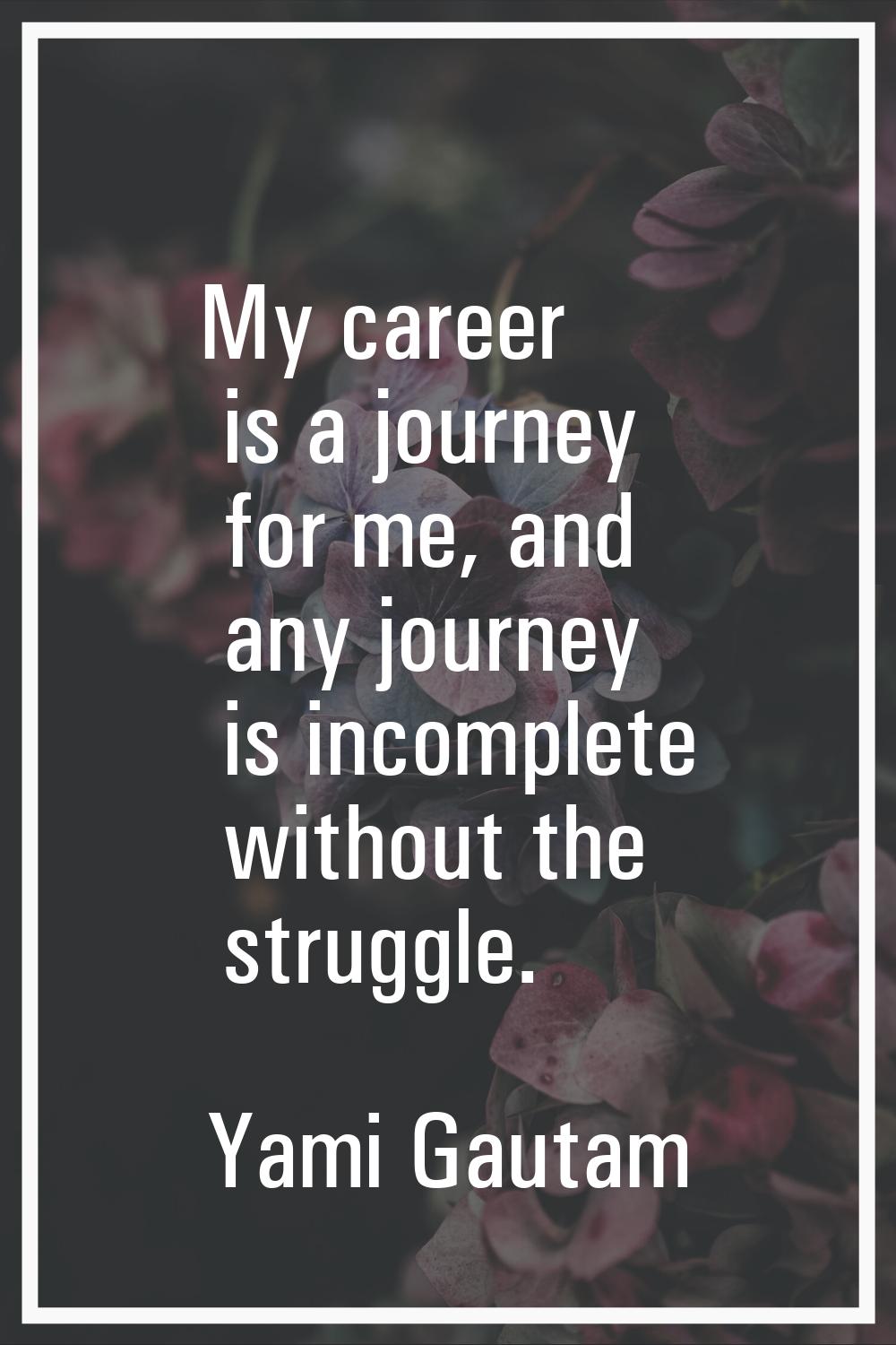 My career is a journey for me, and any journey is incomplete without the struggle.