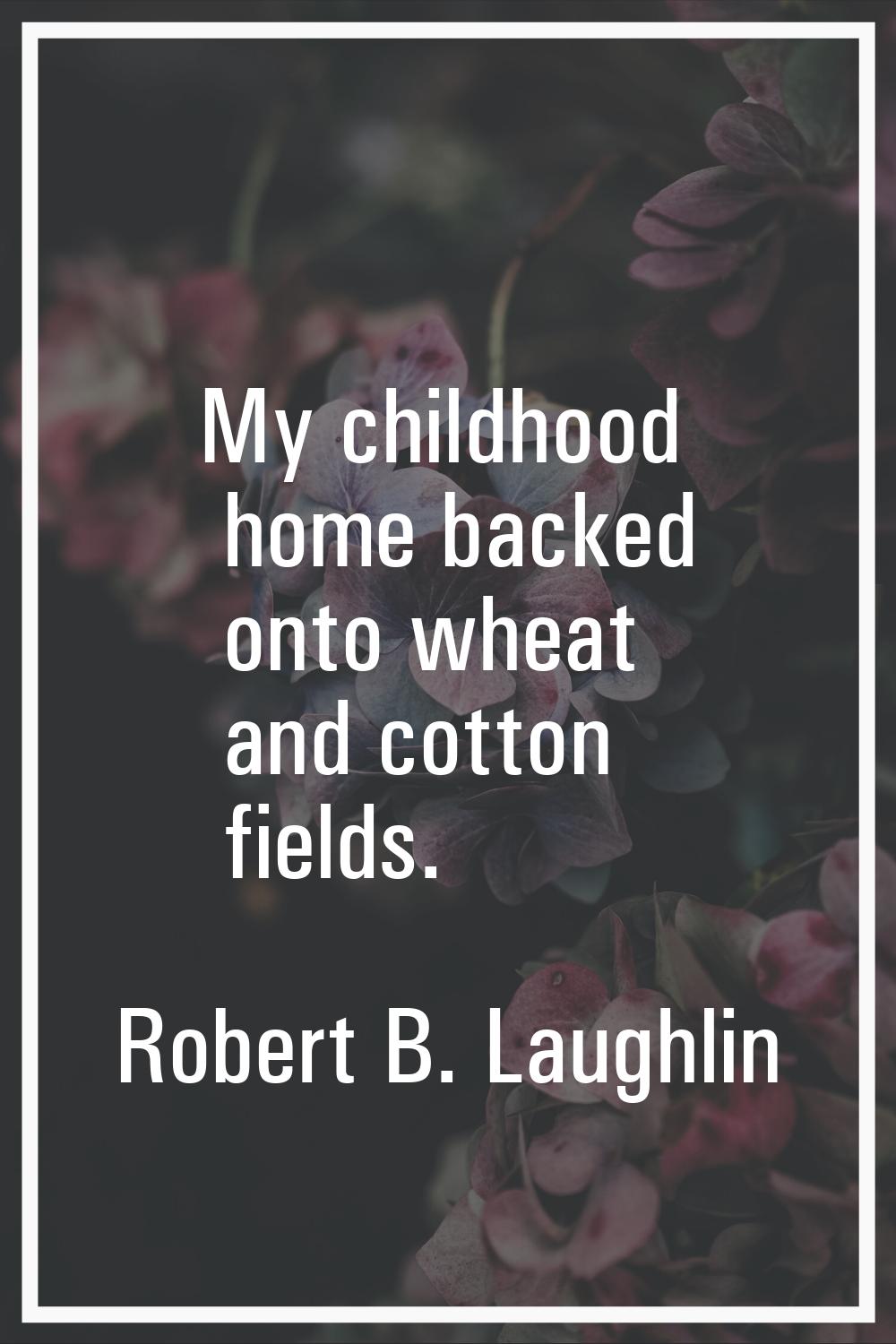 My childhood home backed onto wheat and cotton fields.