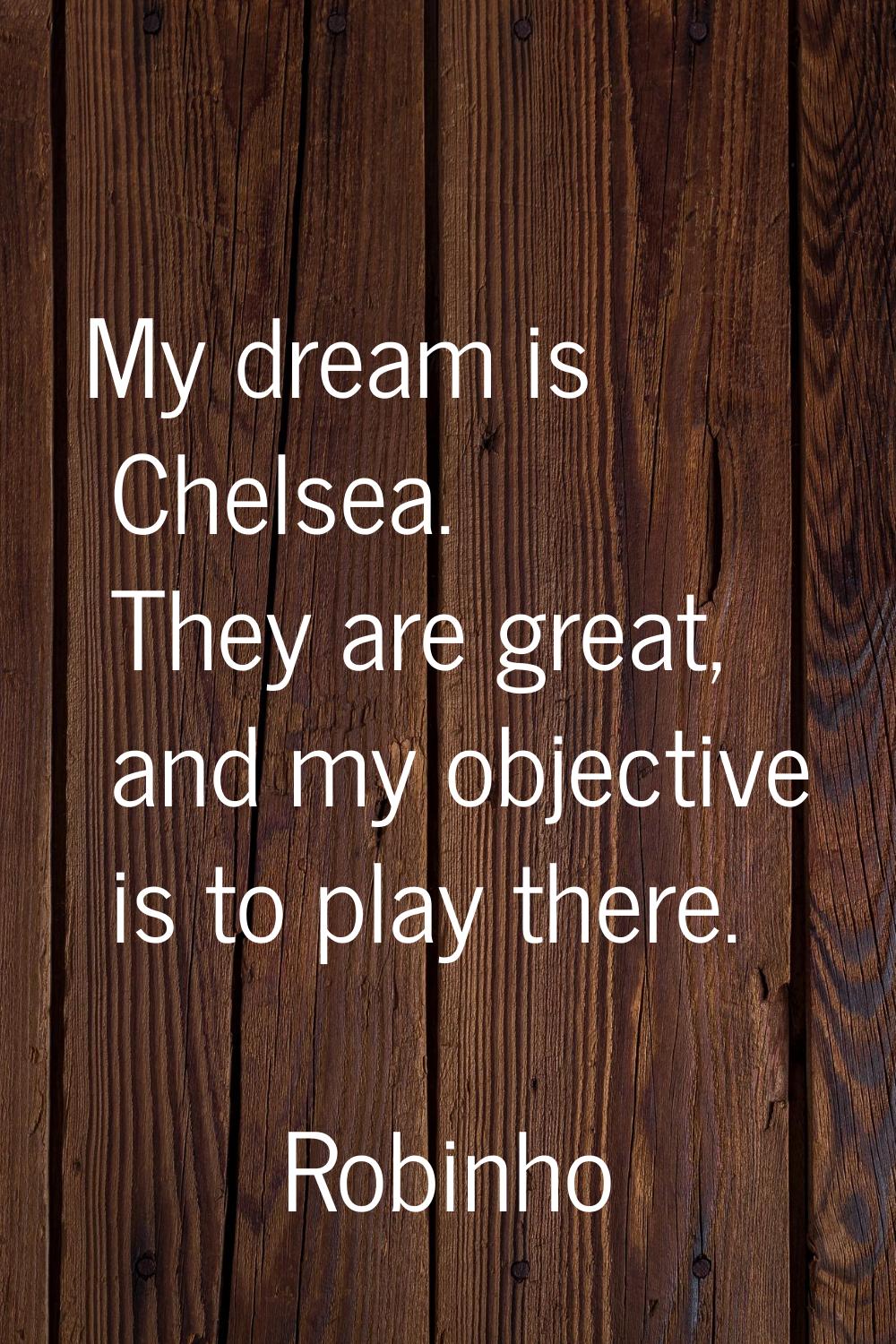 My dream is Chelsea. They are great, and my objective is to play there.