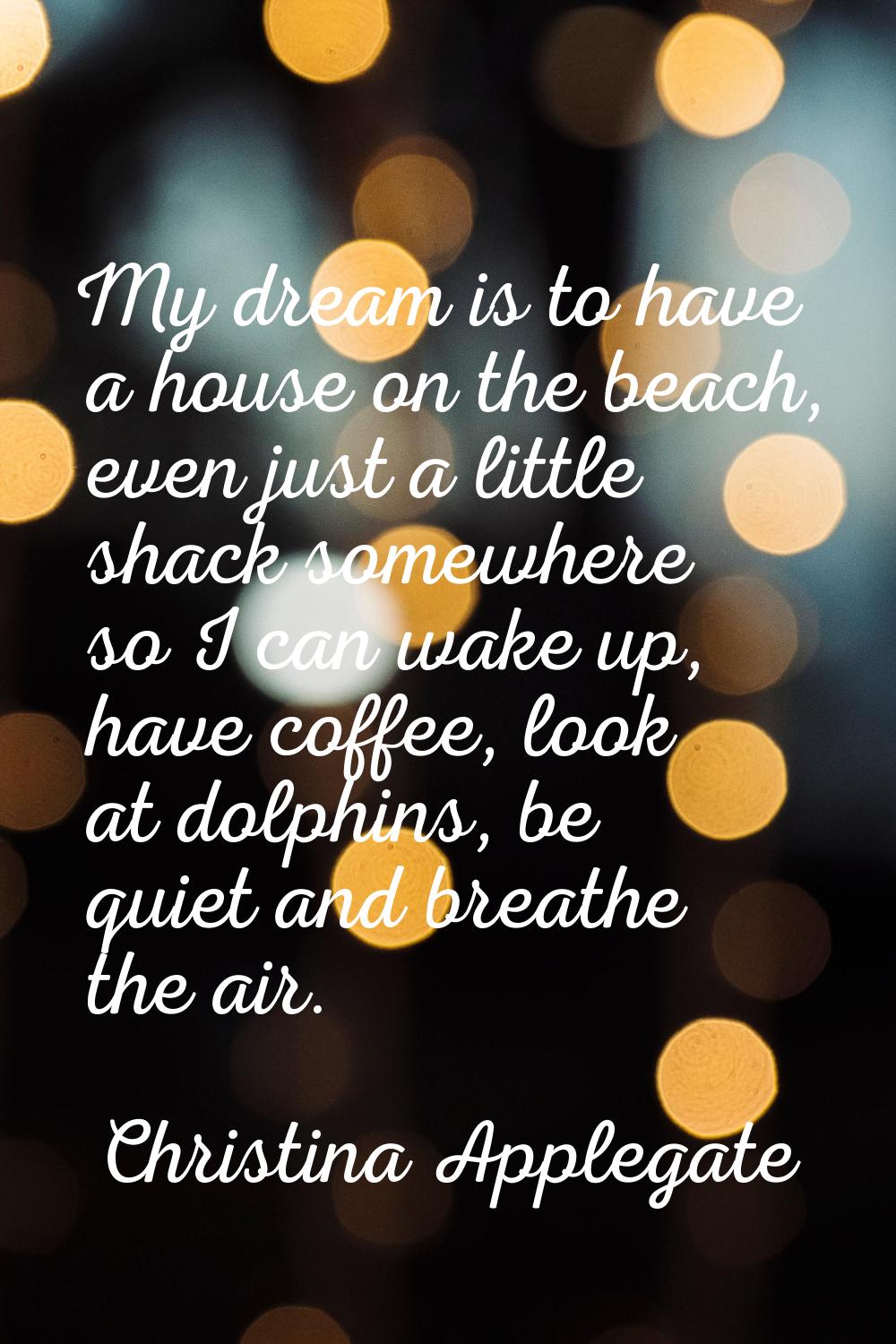My dream is to have a house on the beach, even just a little shack somewhere so I can wake up, have