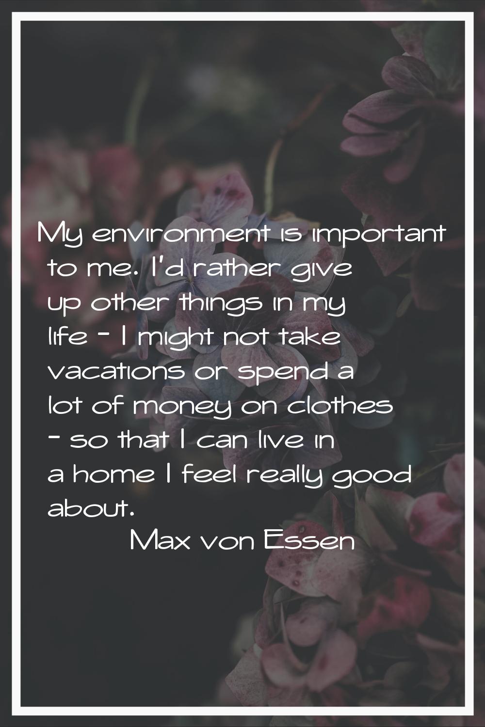 My environment is important to me. I'd rather give up other things in my life - I might not take va