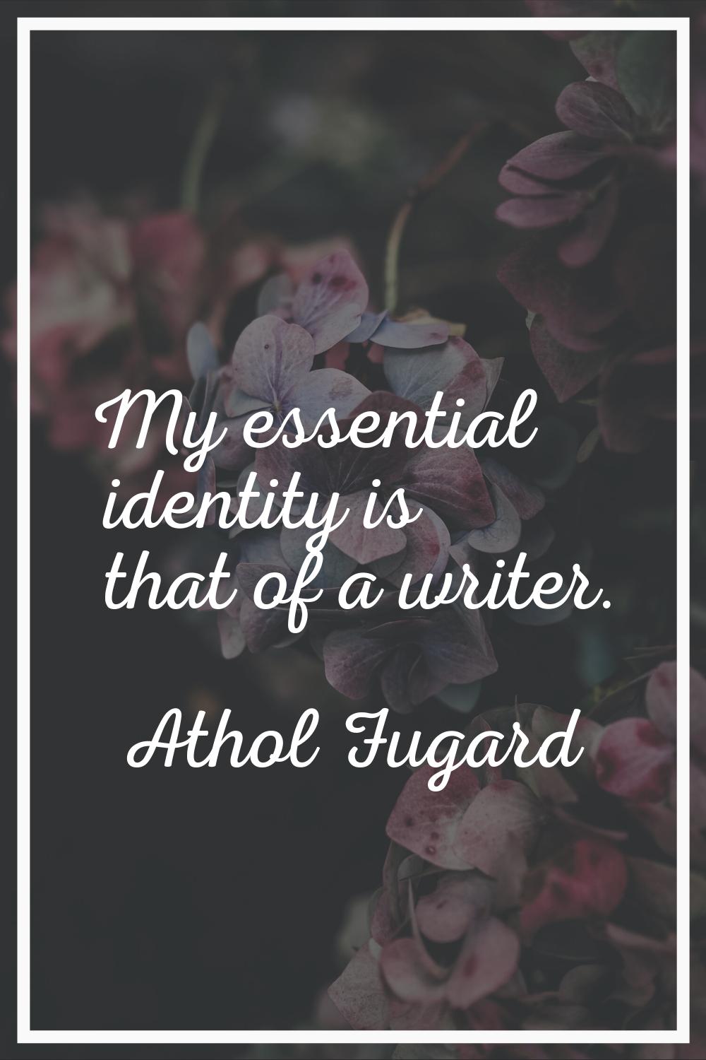 My essential identity is that of a writer.