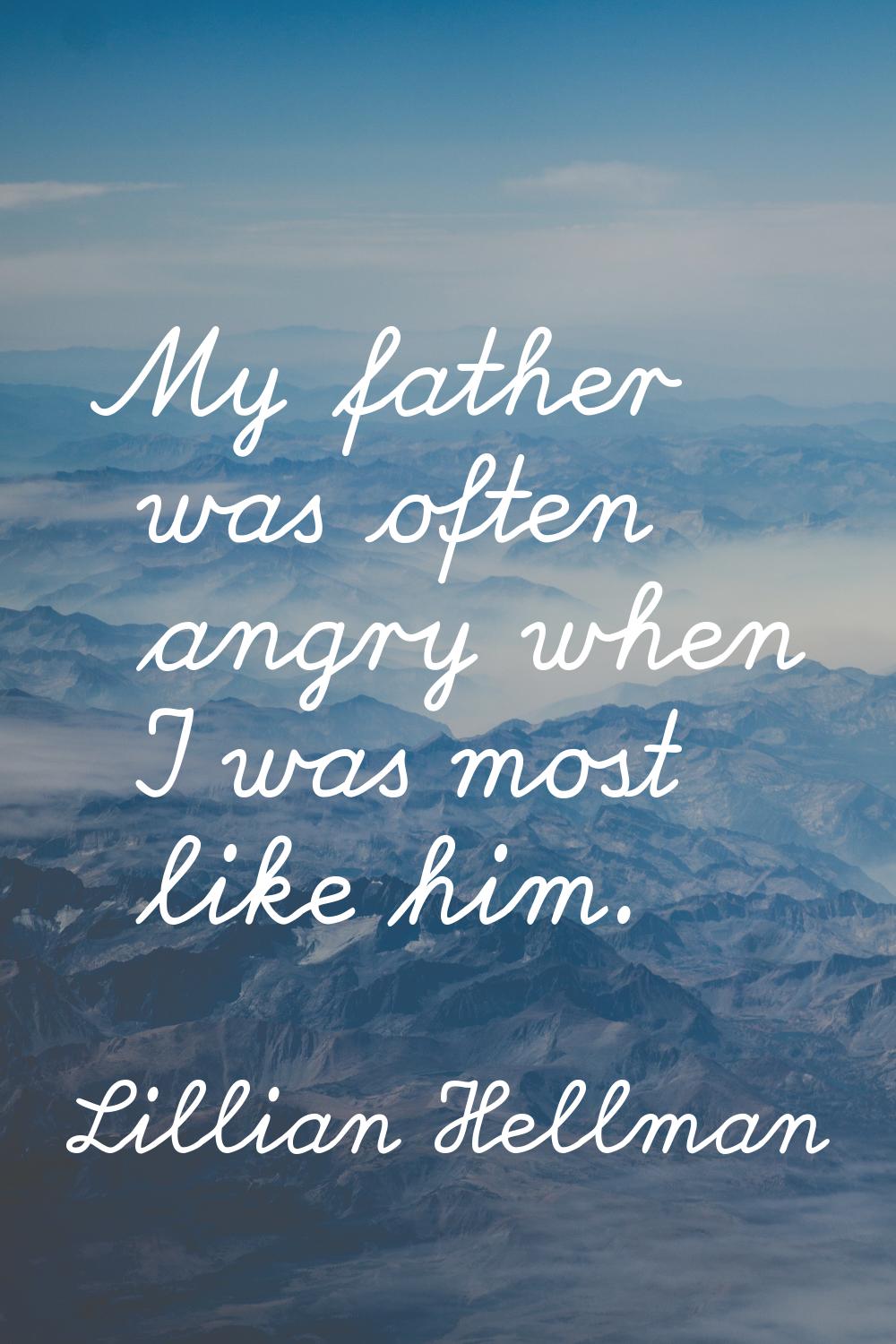My father was often angry when I was most like him.