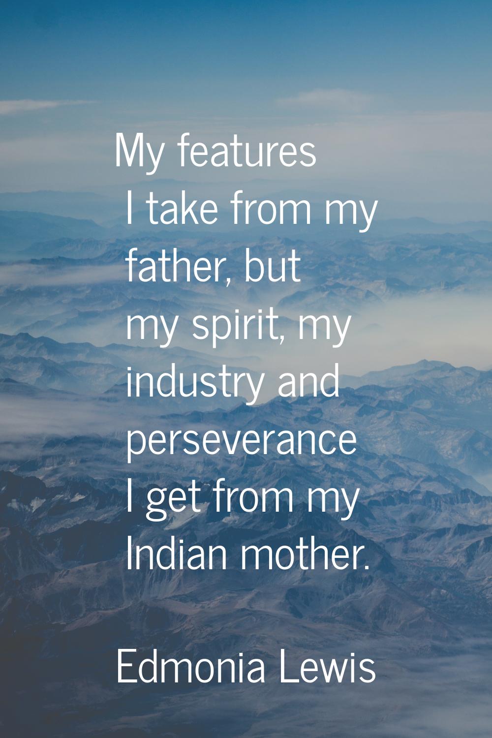 My features I take from my father, but my spirit, my industry and perseverance I get from my Indian