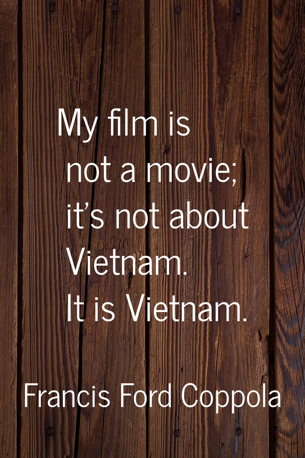 My film is not a movie; it's not about Vietnam. It is Vietnam.