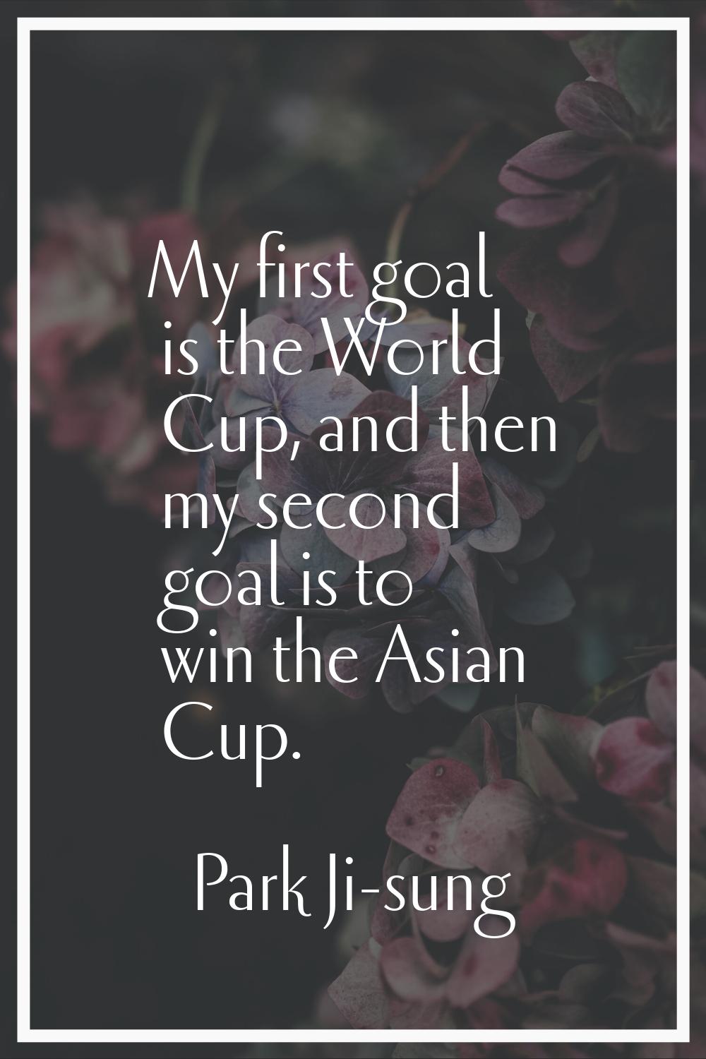 My first goal is the World Cup, and then my second goal is to win the Asian Cup.