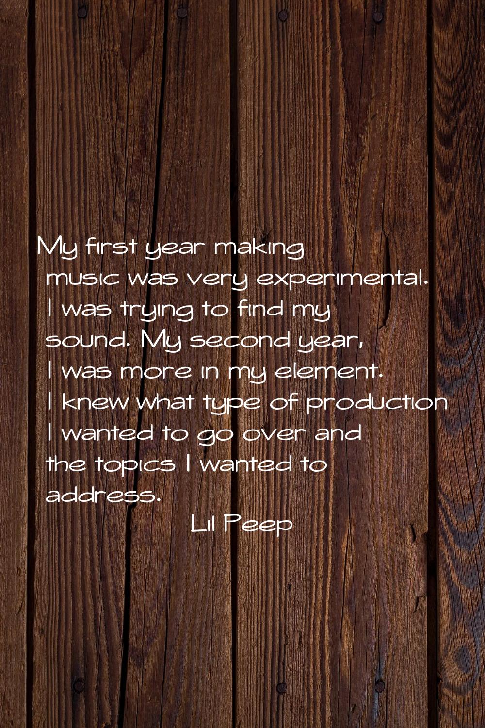 My first year making music was very experimental. I was trying to find my sound. My second year, I 