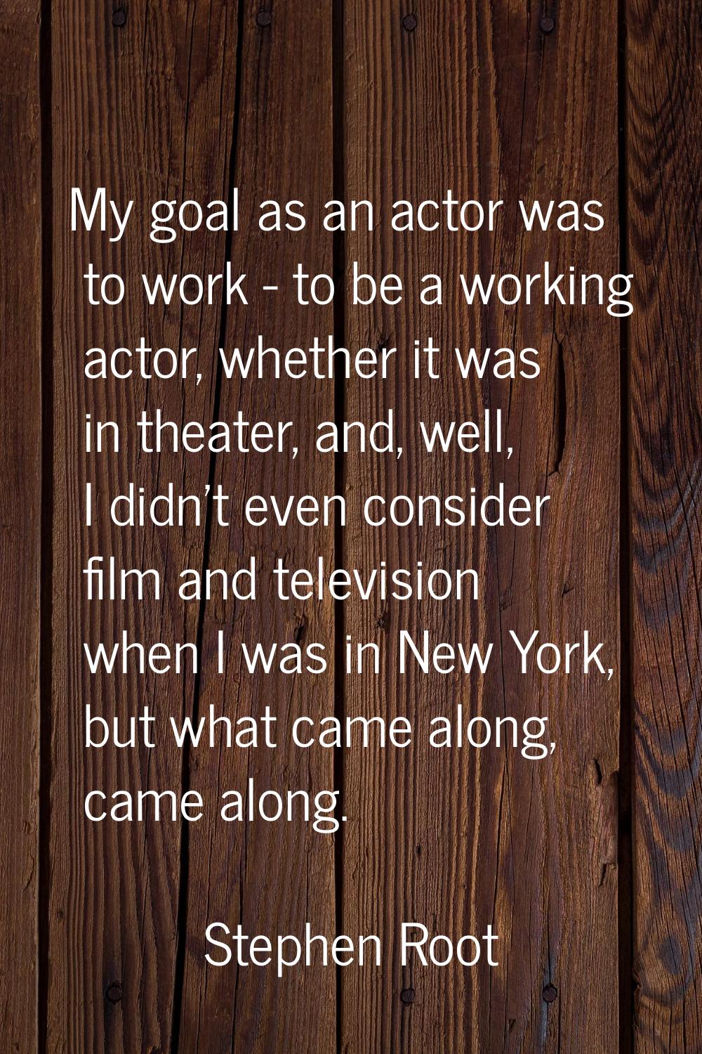 My goal as an actor was to work - to be a working actor, whether it was in theater, and, well, I di