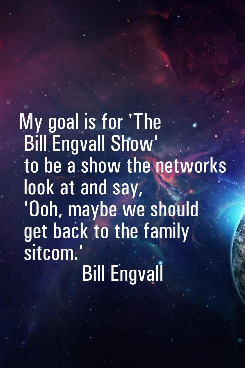 My goal is for 'The Bill Engvall Show' to be a show the networks look at and say, 'Ooh, maybe we sh