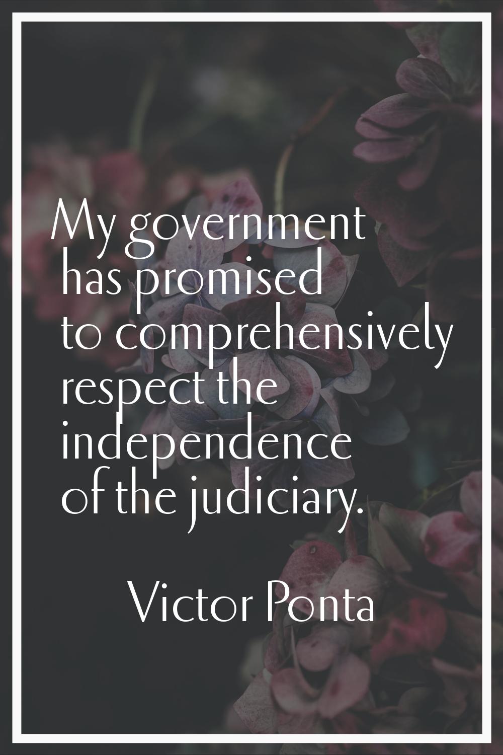 My government has promised to comprehensively respect the independence of the judiciary.