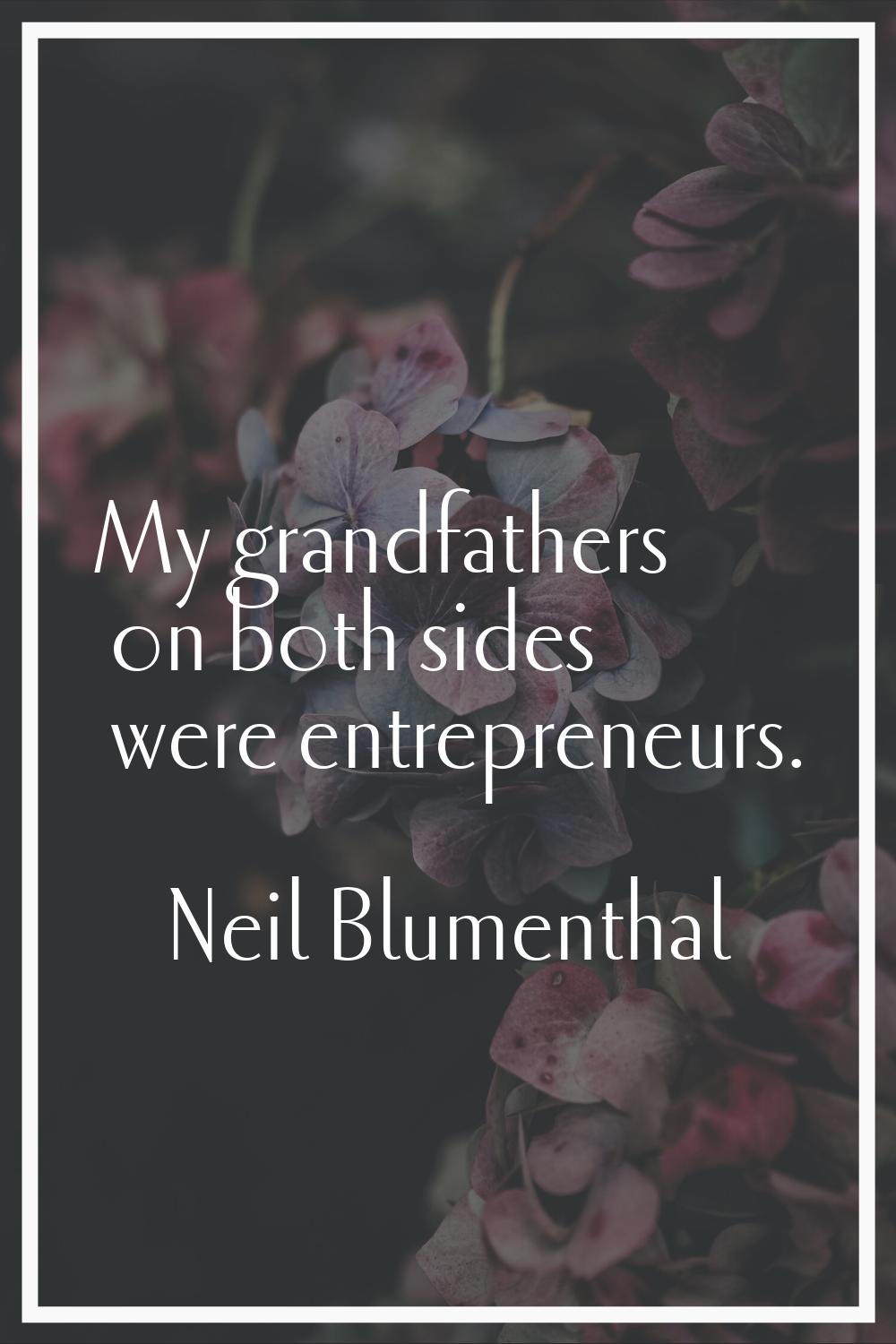 My grandfathers on both sides were entrepreneurs.