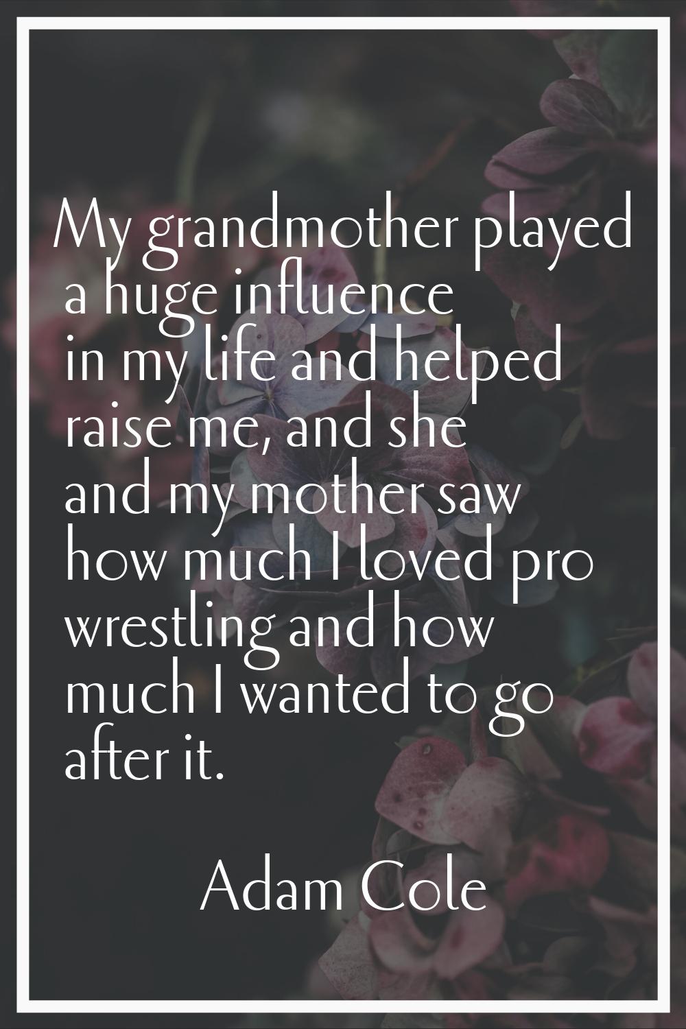 My grandmother played a huge influence in my life and helped raise me, and she and my mother saw ho